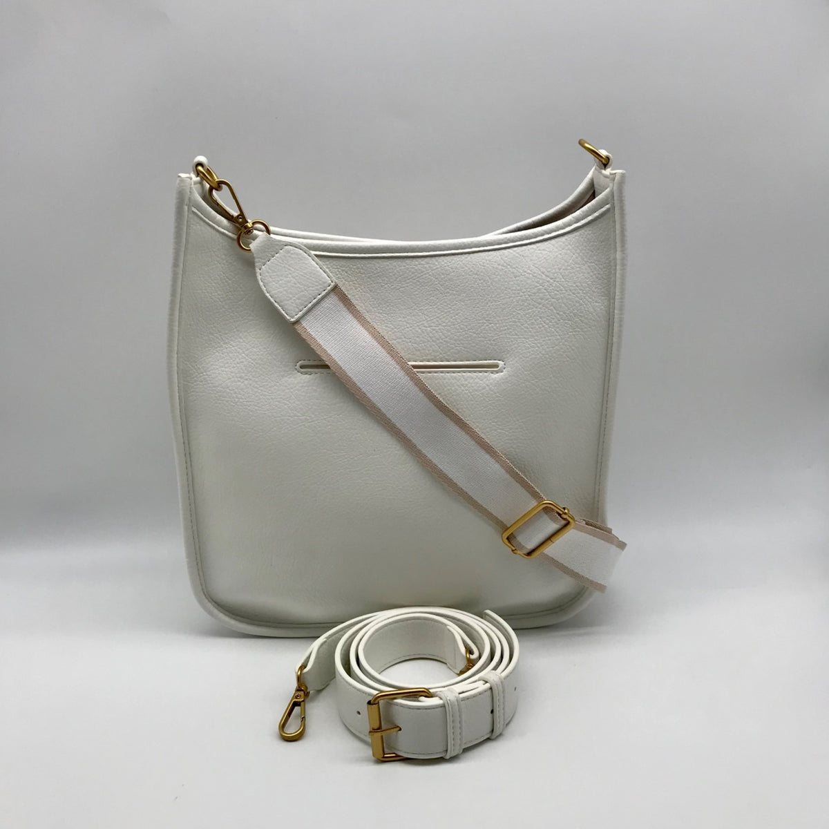 Style &amp; Co White Faux Leather Deco Rose Medium Crossbody Bag