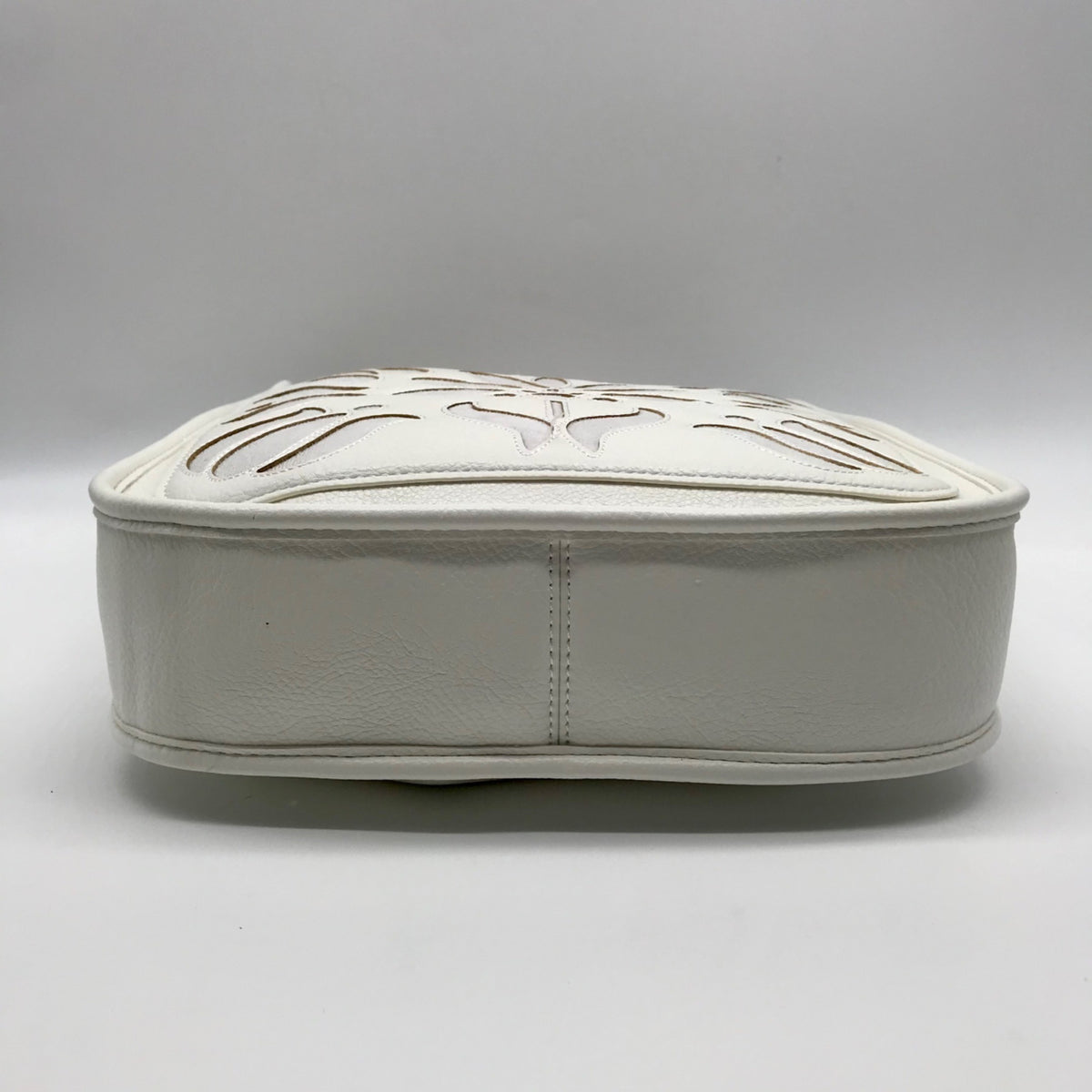 Style &amp; Co White Faux Leather Deco Rose Medium Crossbody Bag