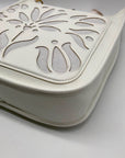 Style & Co White Faux Leather Deco Rose Medium Crossbody Bag