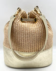 Borse In Pelle Tan Raffia Mini Bucket Bag