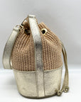 Borse In Pelle Tan Raffia Mini Bucket Bag