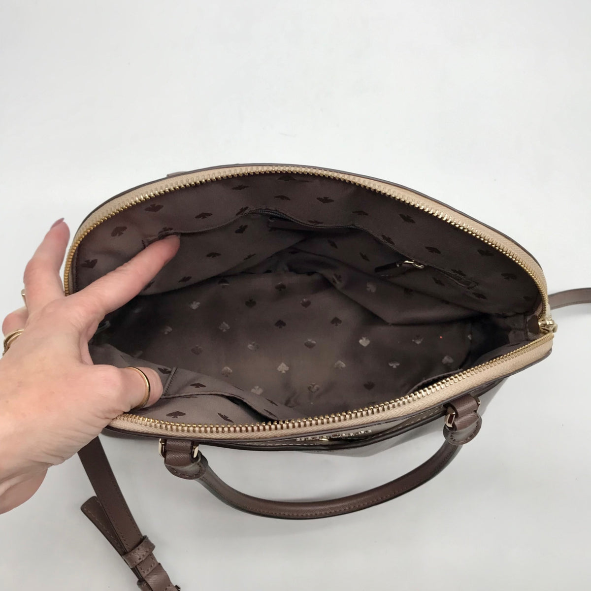 Kate Spade Neutral Colorblock Leather Payton Dome Satchel