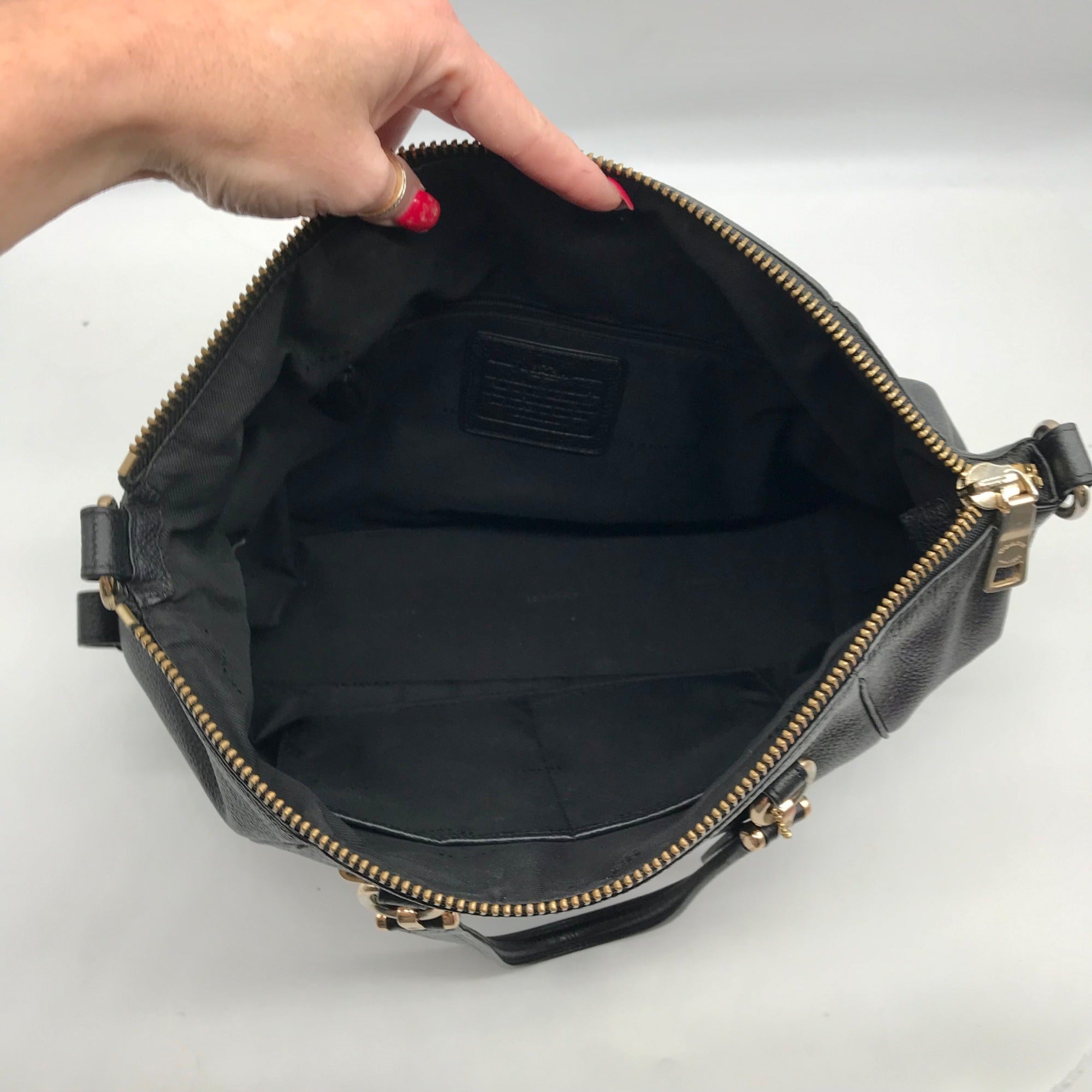 Coach Black Pebbled Leather Prairie Convertible Satchel Bag