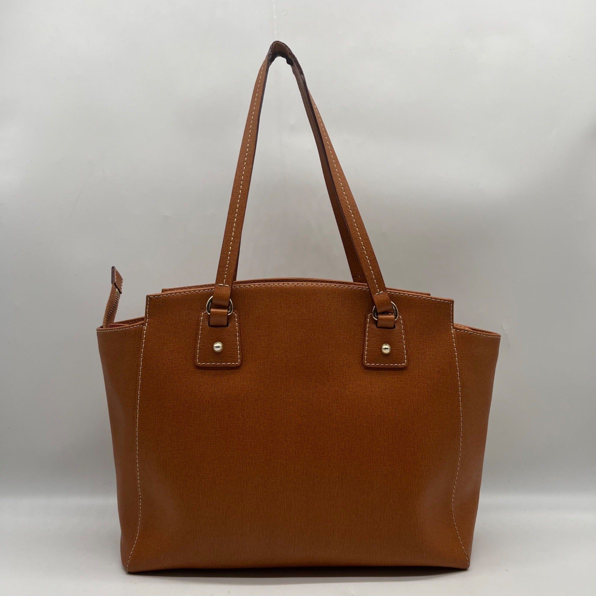 Dooney &amp; Bourke Brown Crosshatch Leather Tote Bag