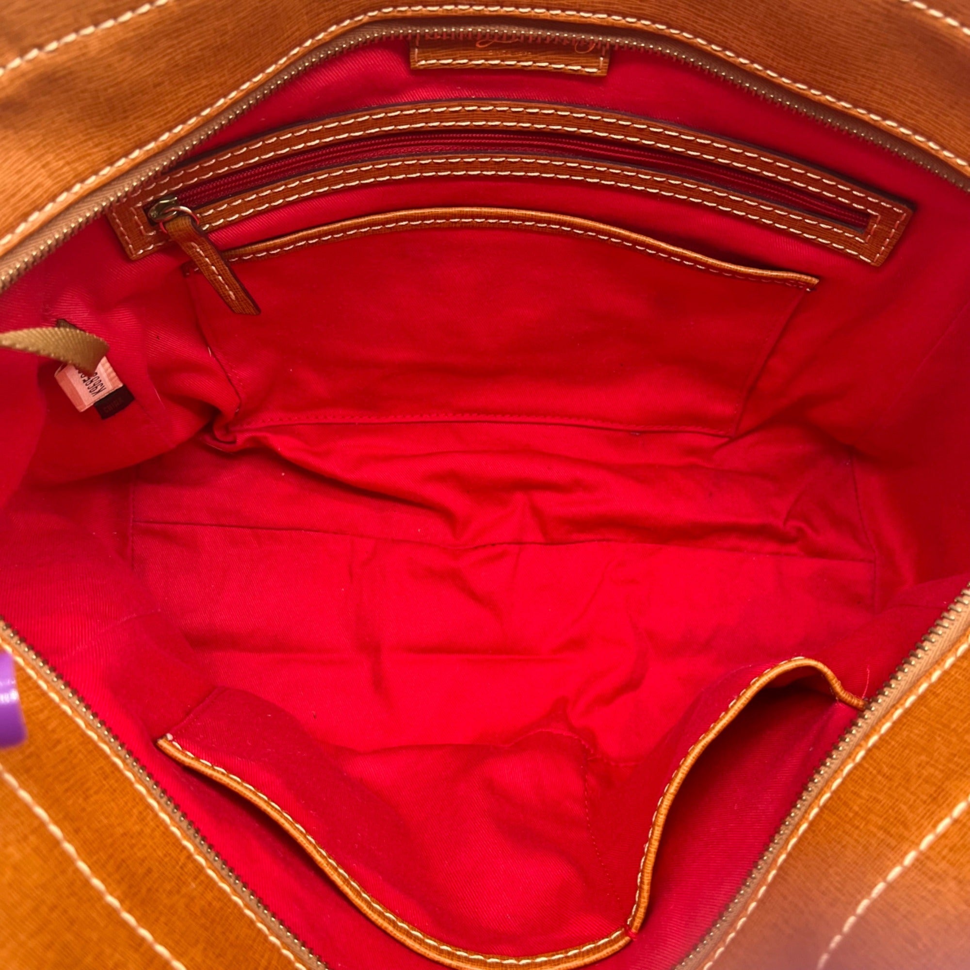 Dooney &amp; Bourke Brown Crosshatch Leather Tote Bag