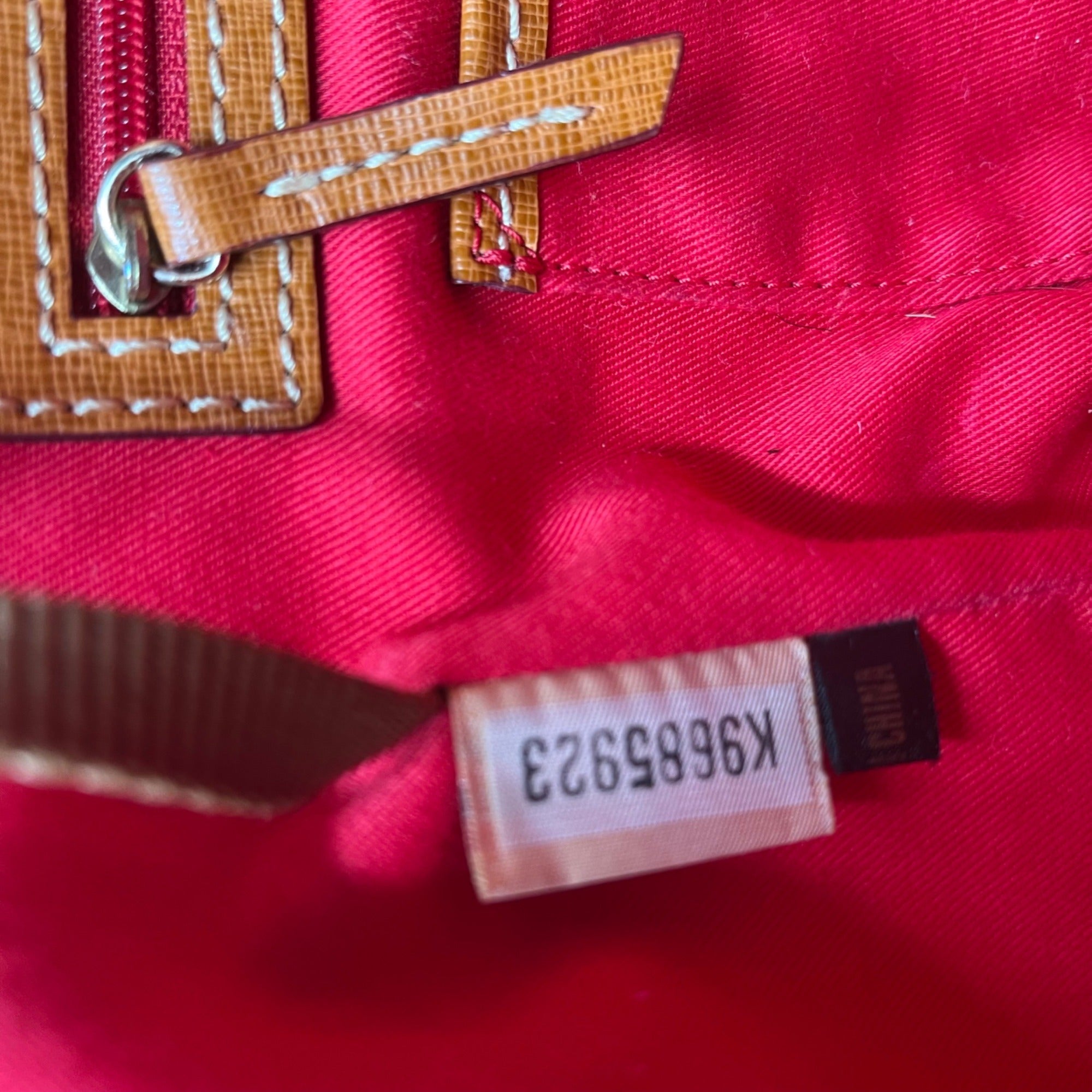 Dooney &amp; Bourke Brown Crosshatch Leather Tote Bag