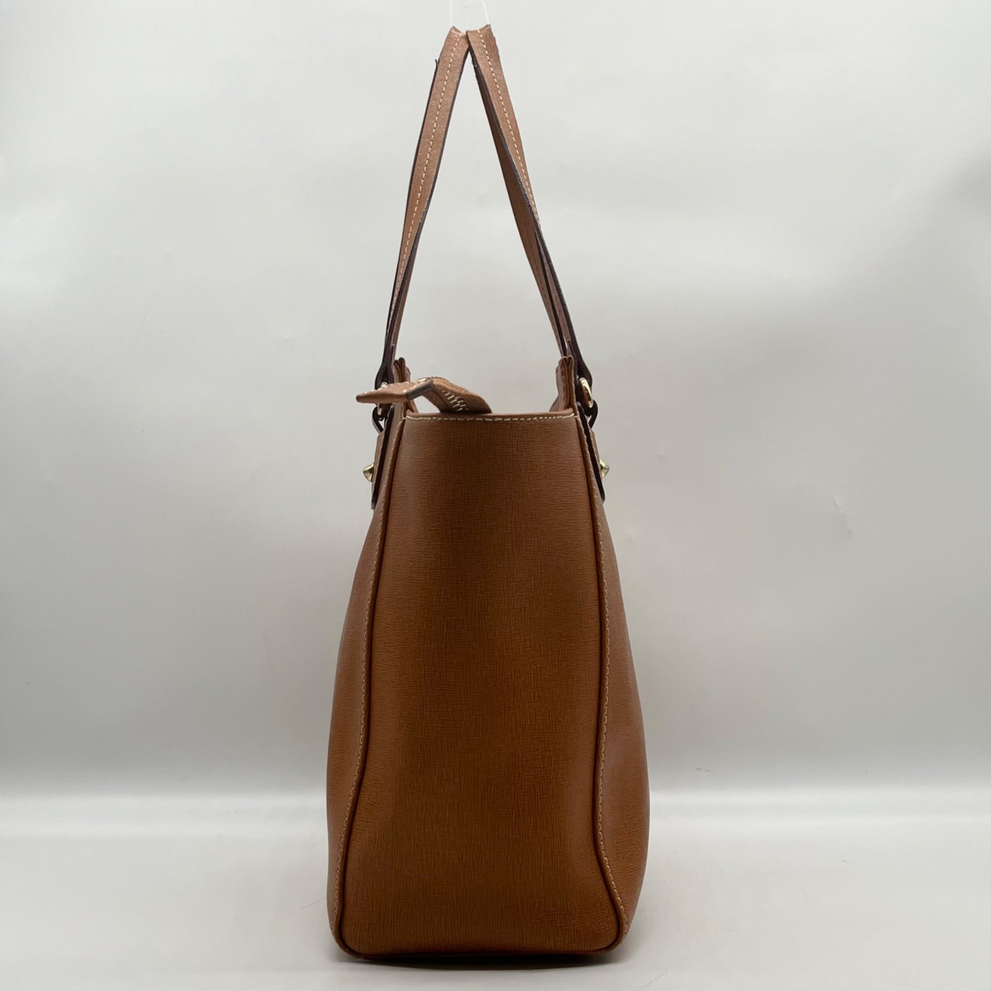 Dooney &amp; Bourke Brown Crosshatch Leather Tote Bag