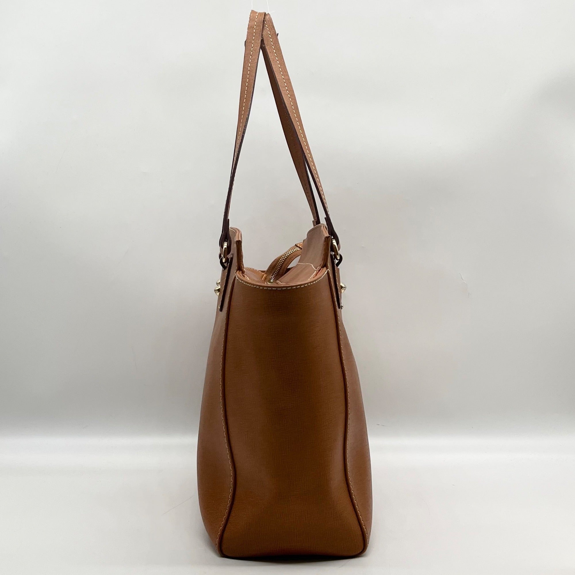 Dooney &amp; Bourke Brown Crosshatch Leather Tote Bag