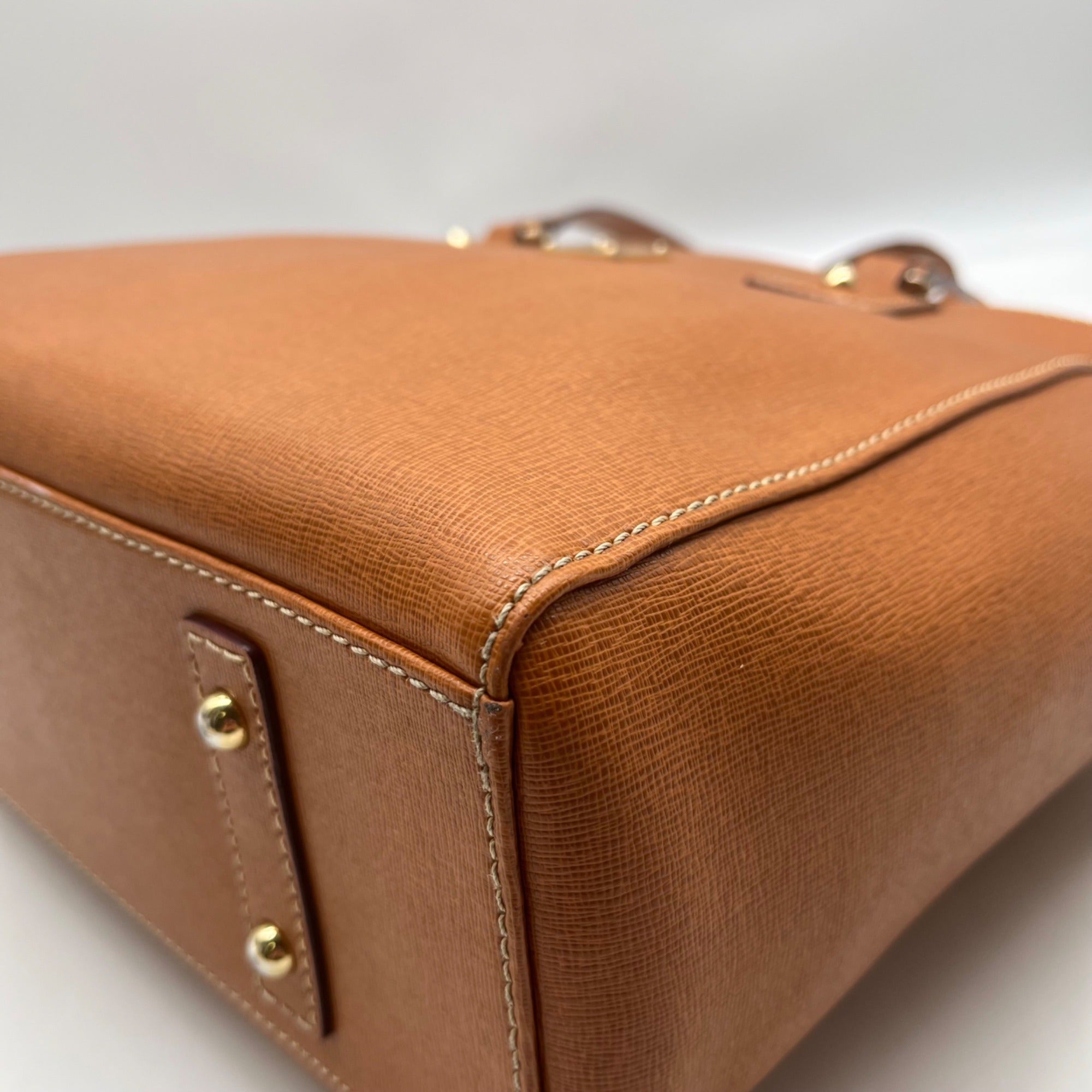 Dooney &amp; Bourke Brown Crosshatch Leather Tote Bag