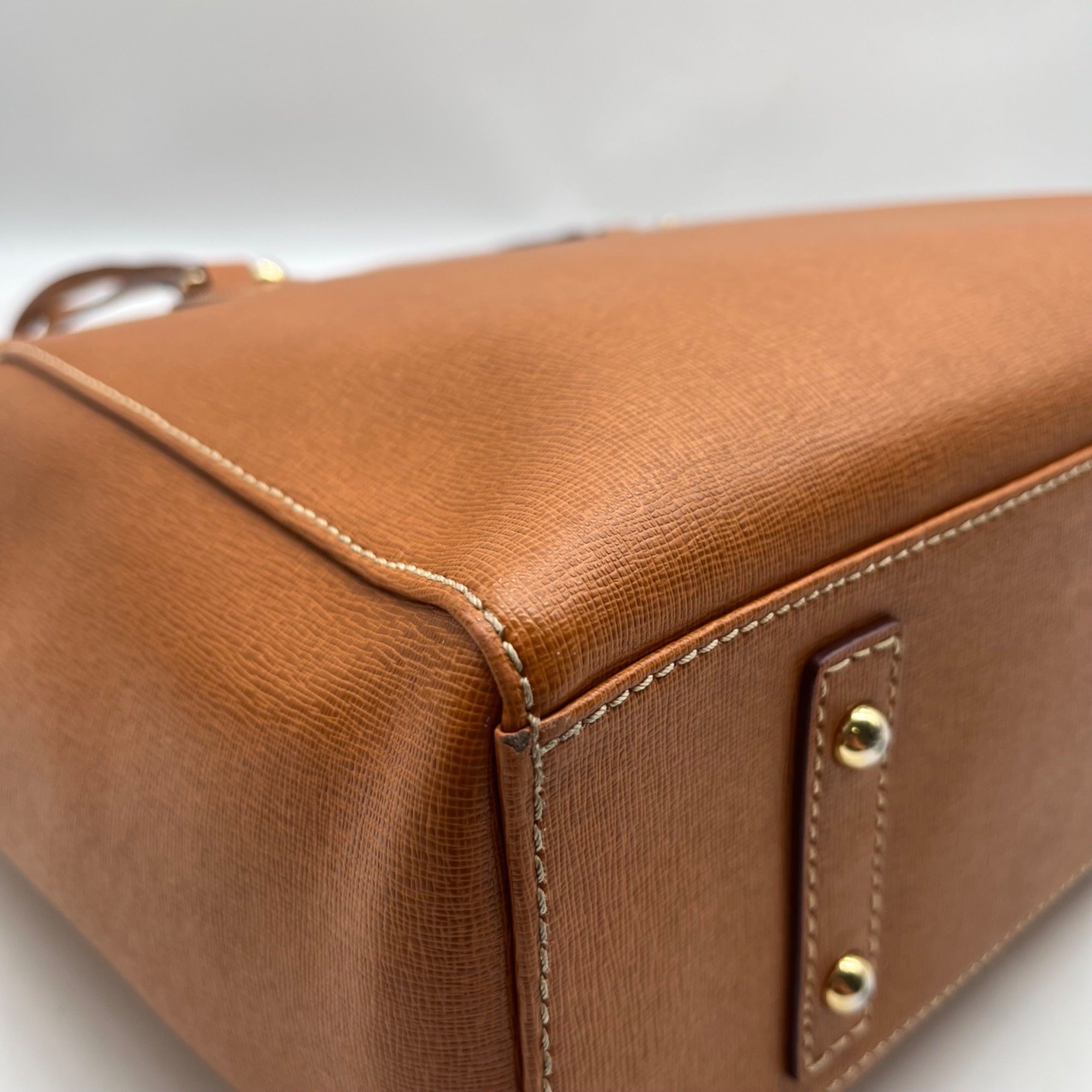 Dooney &amp; Bourke Brown Crosshatch Leather Tote Bag