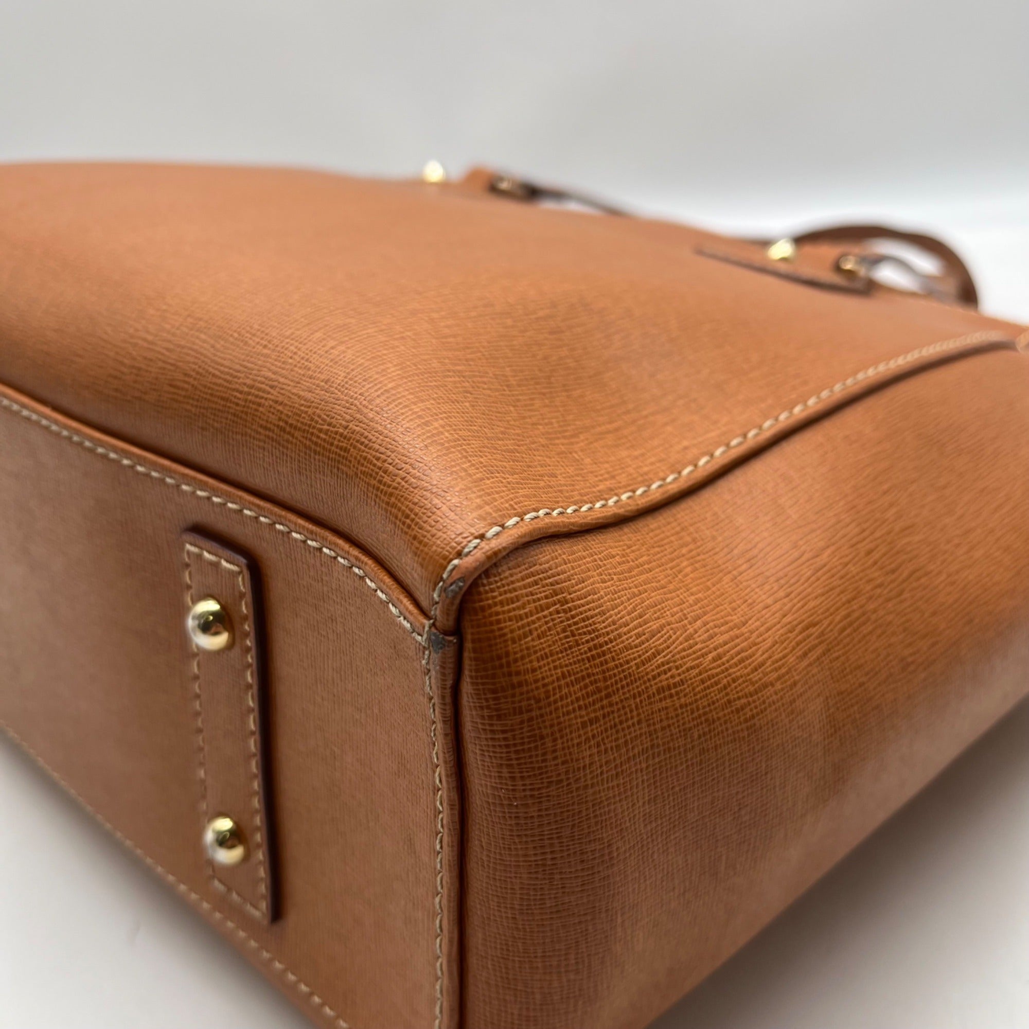 Dooney &amp; Bourke Brown Crosshatch Leather Tote Bag