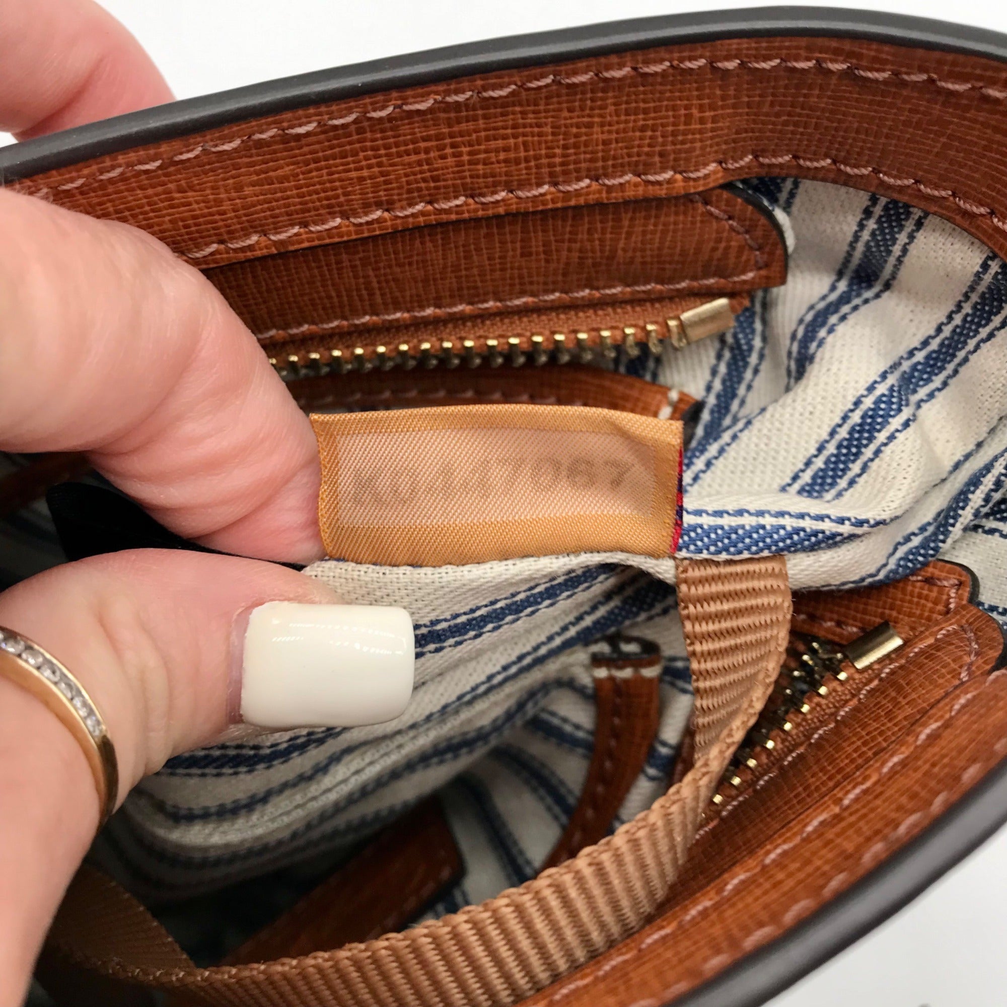 Dooney &amp; Bourke Brown Pebbled Grain Small Zip Crossbody Bag