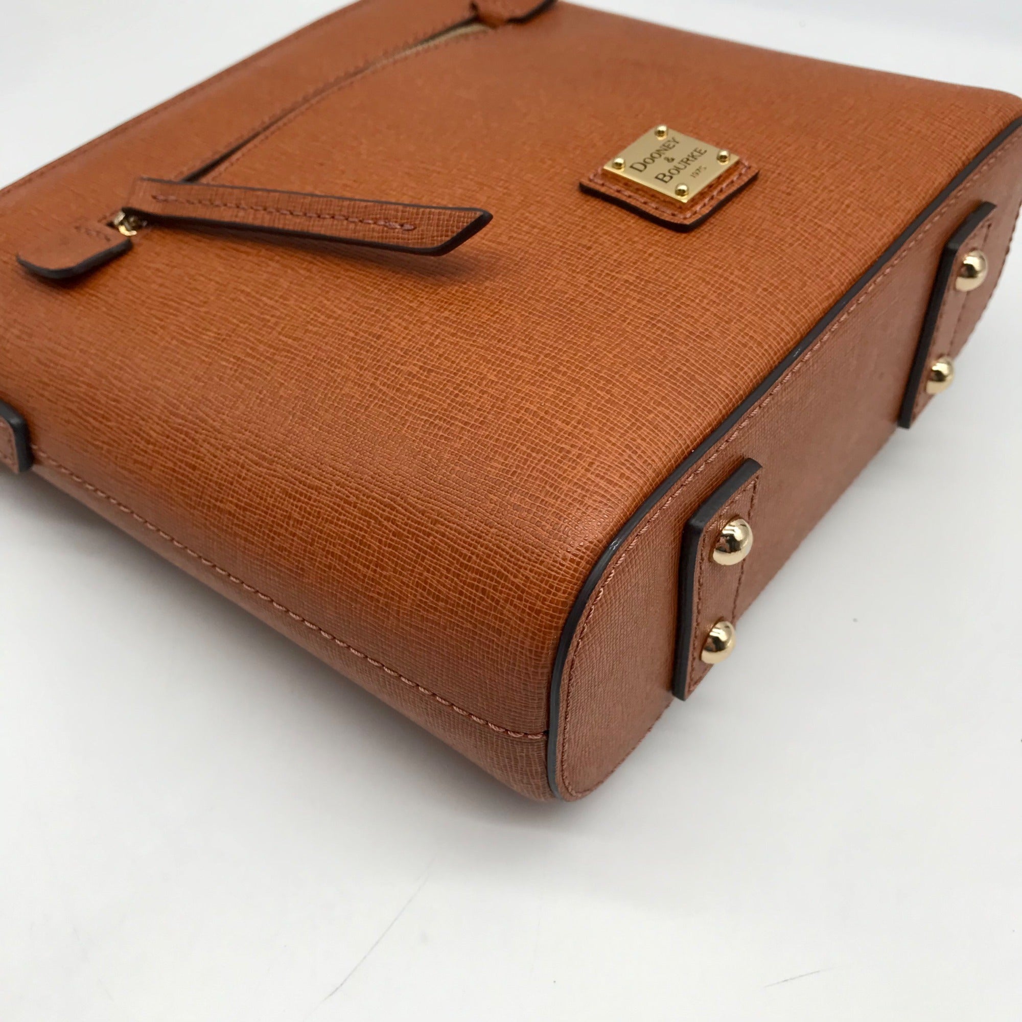 Dooney &amp; Bourke Brown Pebbled Grain Small Zip Crossbody Bag