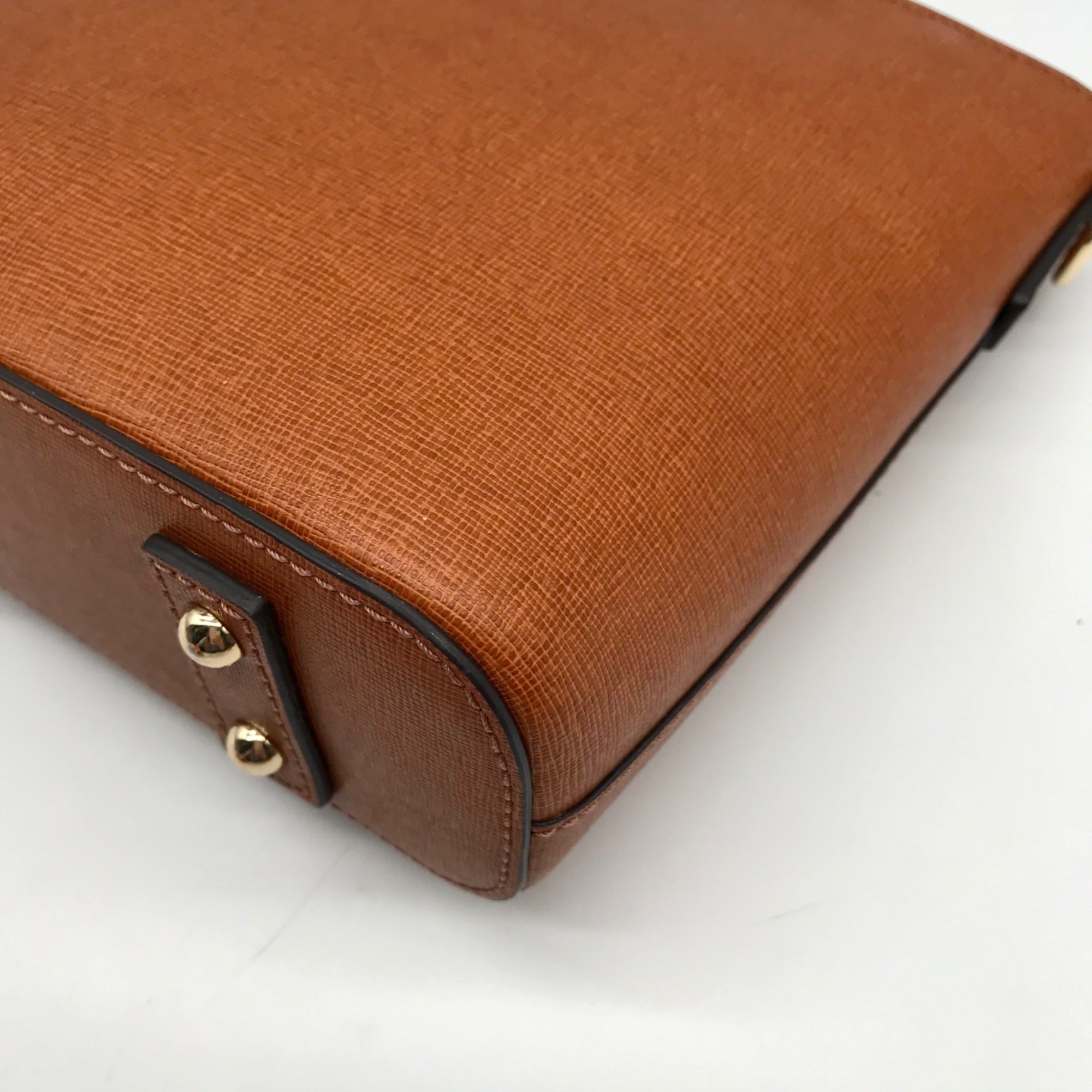 Dooney &amp; Bourke Brown Pebbled Grain Small Zip Crossbody Bag