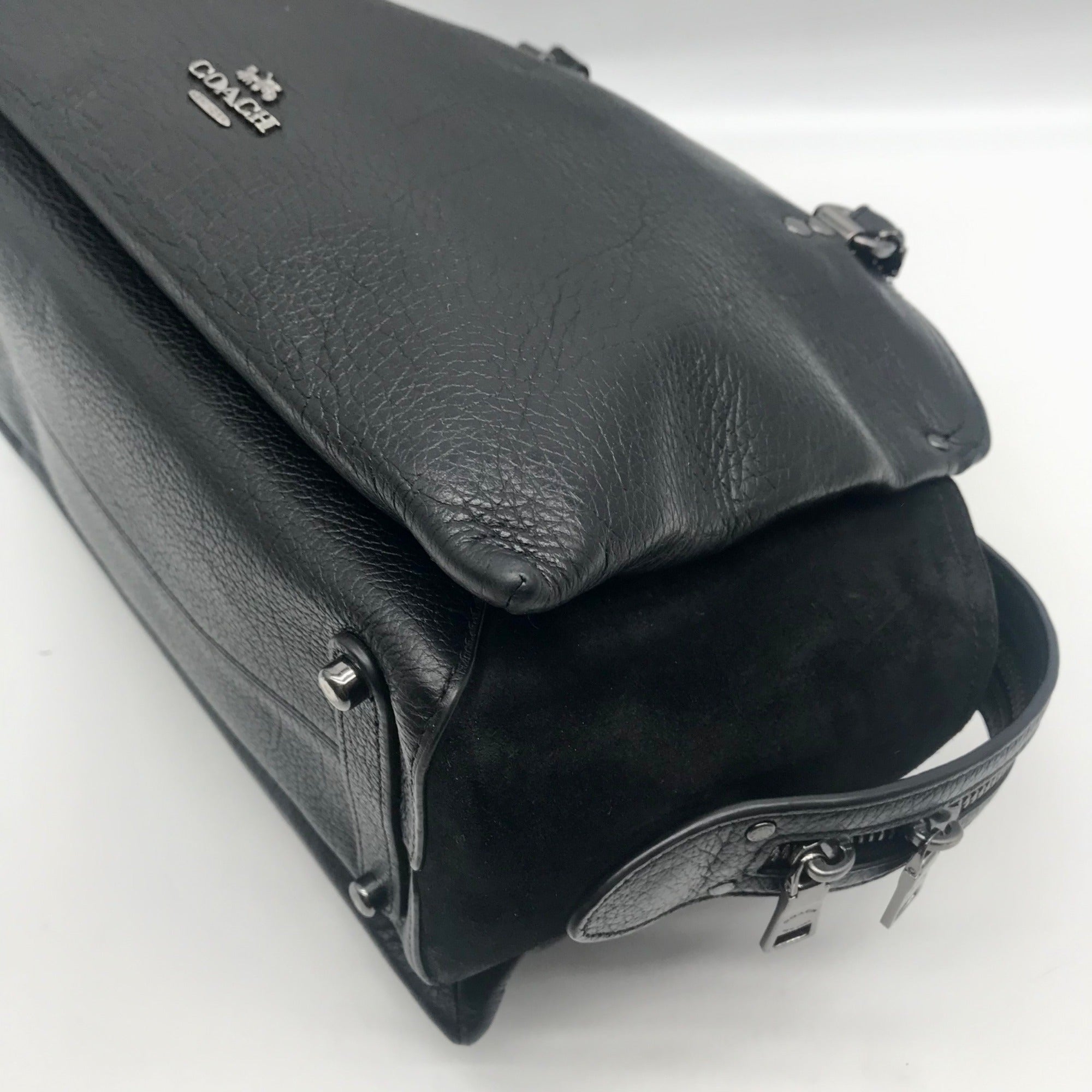 Coach Black Grain Leather &amp; Suede Drew Satchel  F40862