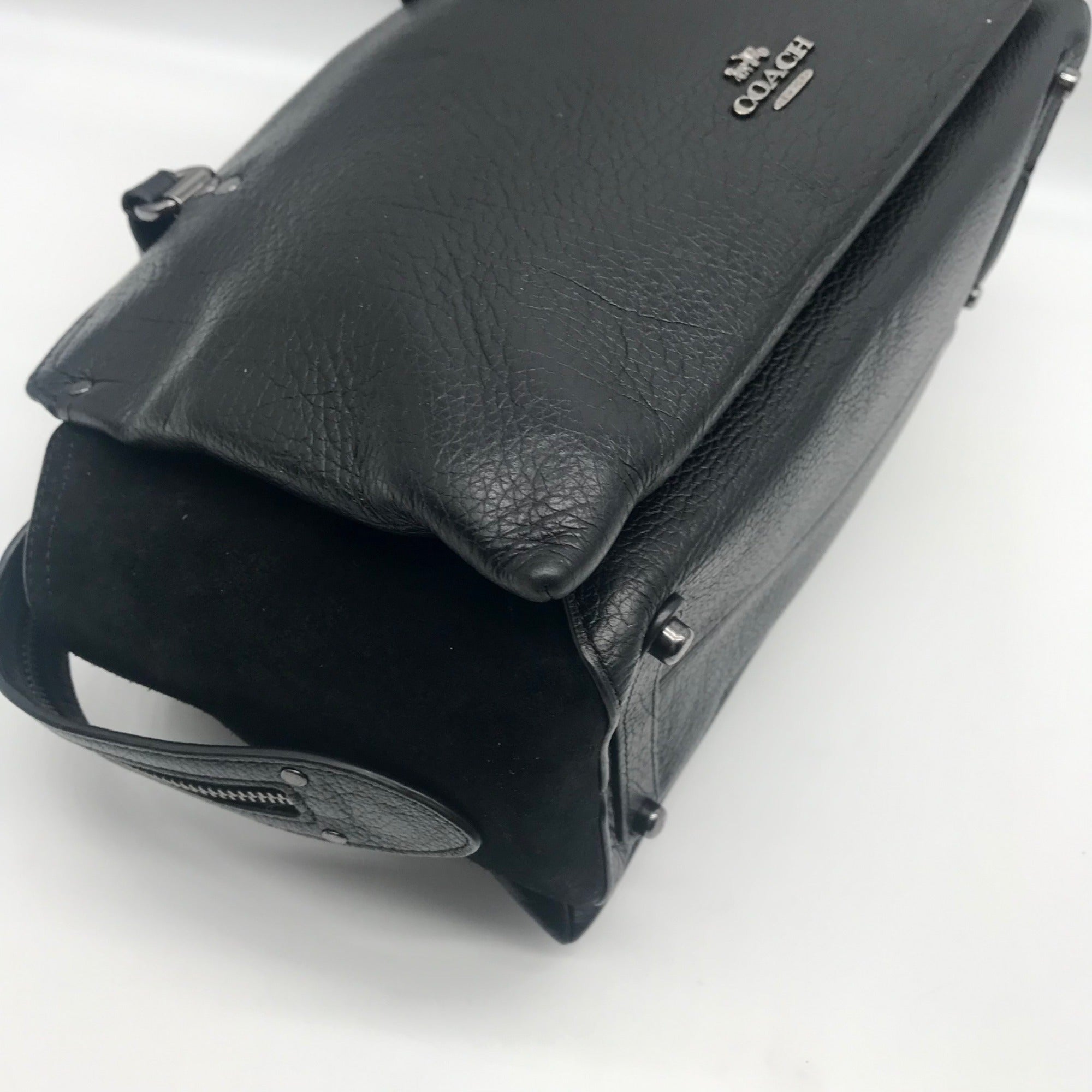 Coach Black Grain Leather &amp; Suede Drew Satchel  F40862