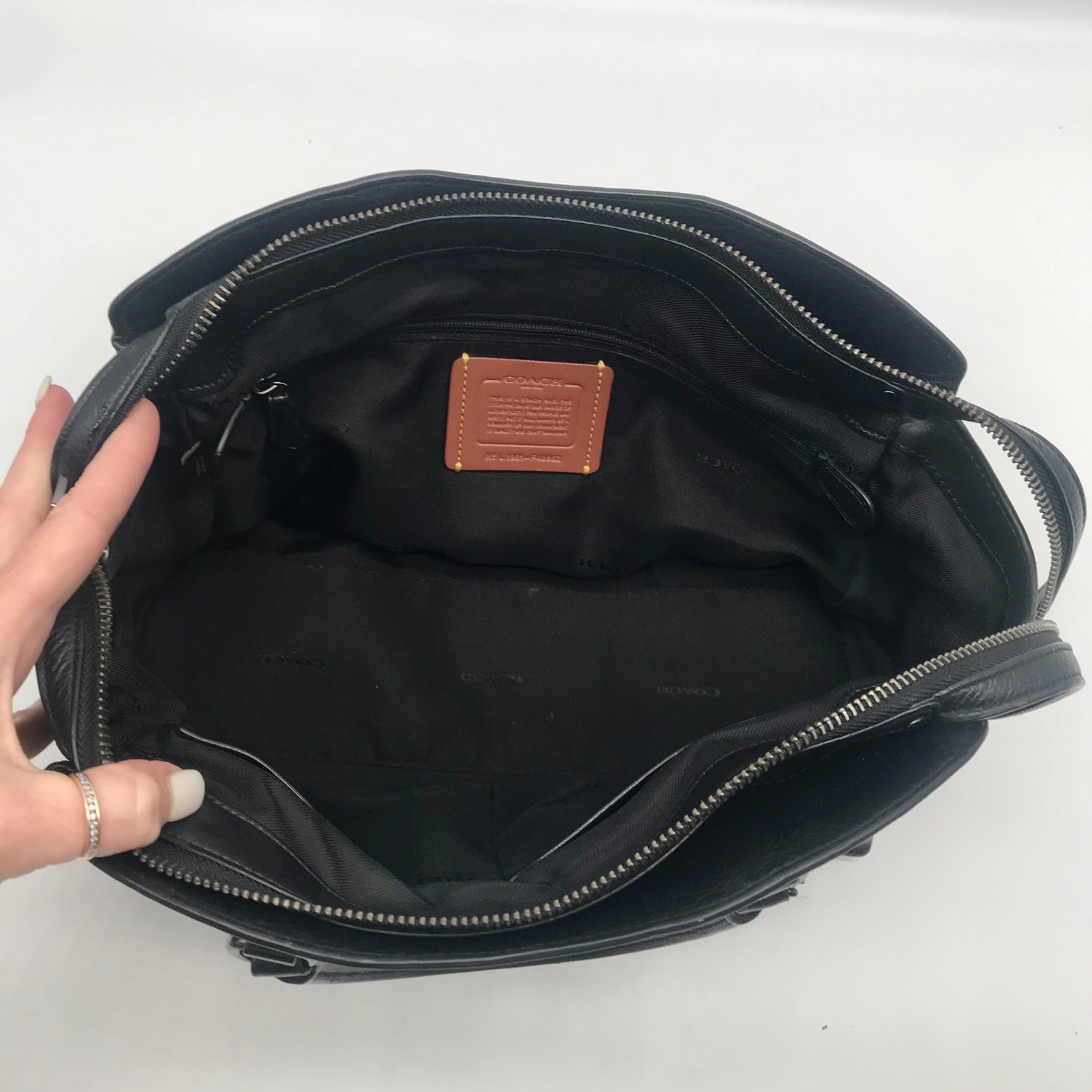 Coach Black Grain Leather &amp; Suede Drew Satchel  F40862