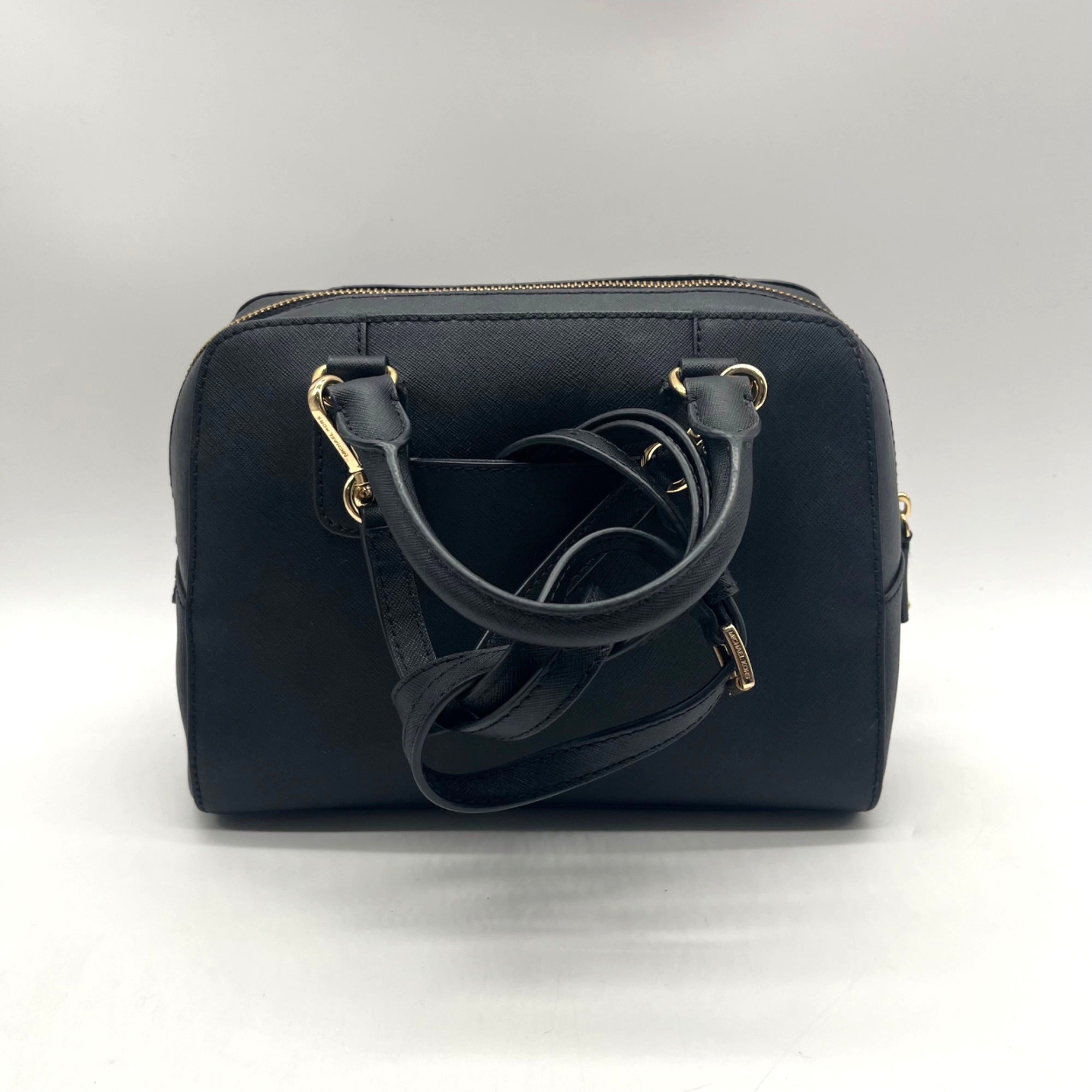Michael Kors Black Saffiano Leather Dome Satchel Bag