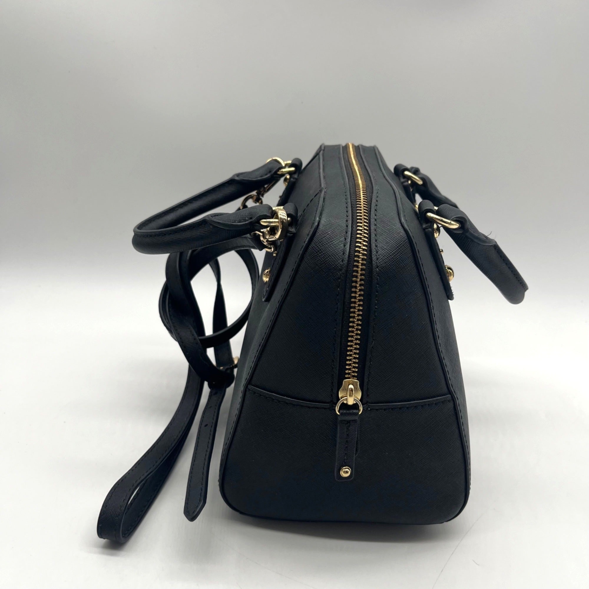 Michael Kors Black Saffiano Leather Dome Satchel Bag