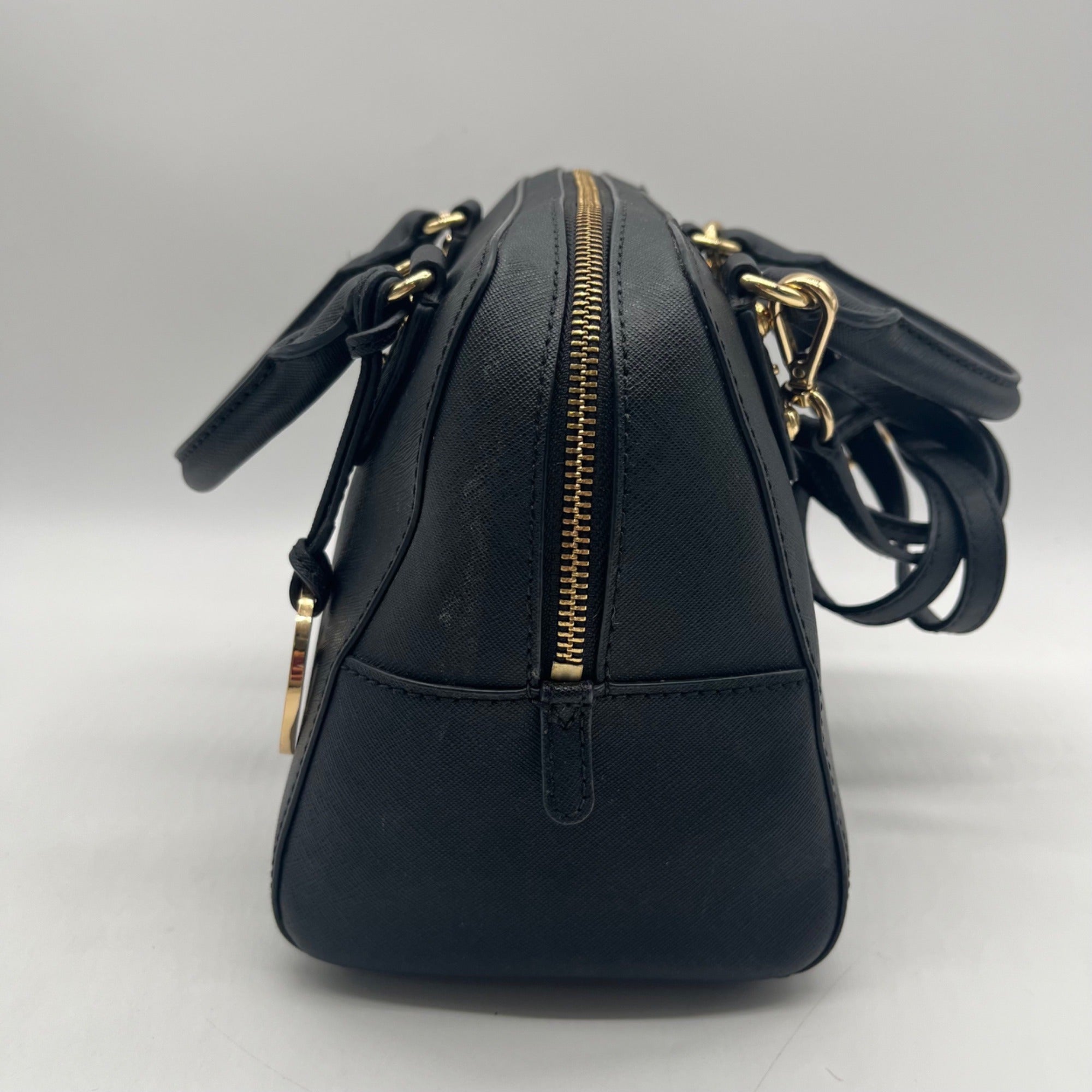 Michael Kors Black Saffiano Leather Dome Satchel Bag