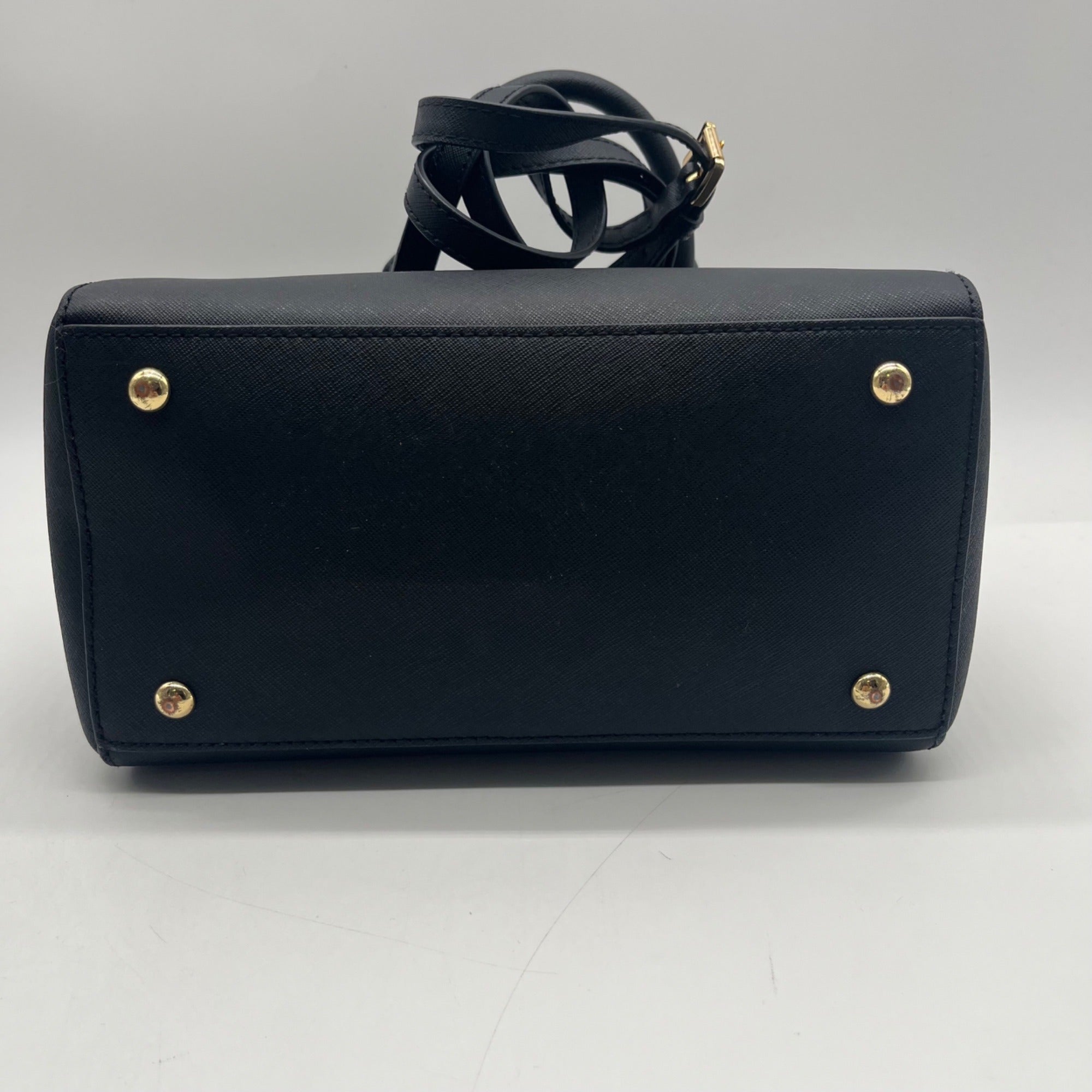 Michael Kors Black Saffiano Leather Dome Satchel Bag