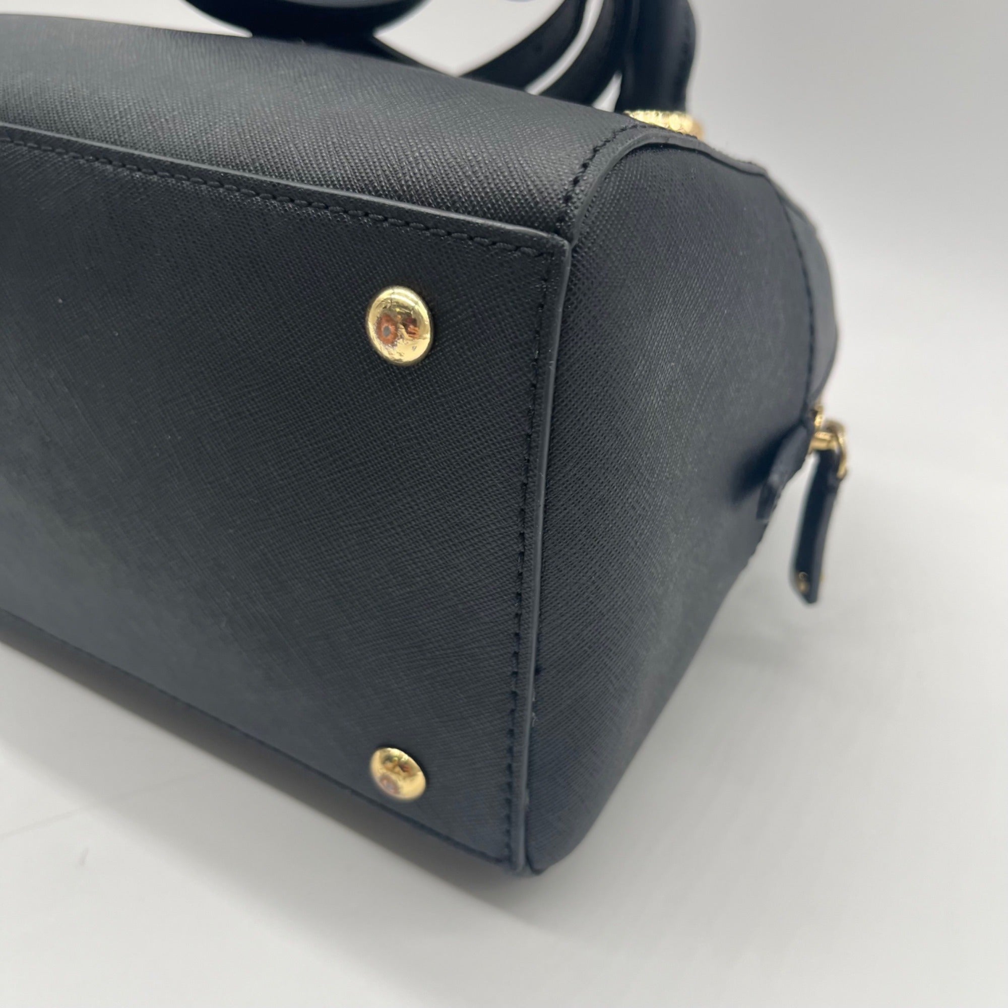 Michael Kors Black Saffiano Leather Dome Satchel Bag