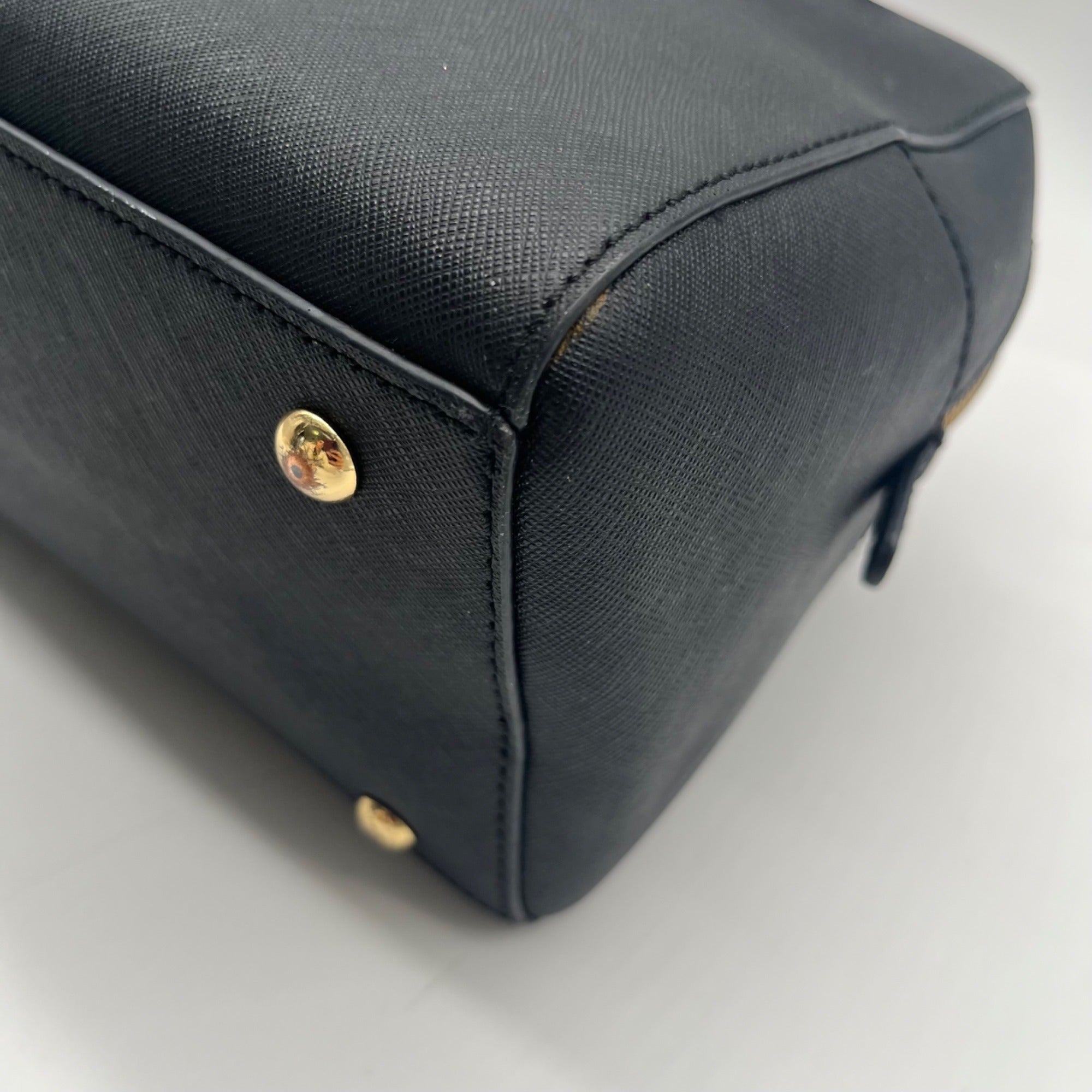 Michael Kors Black Saffiano Leather Dome Satchel Bag