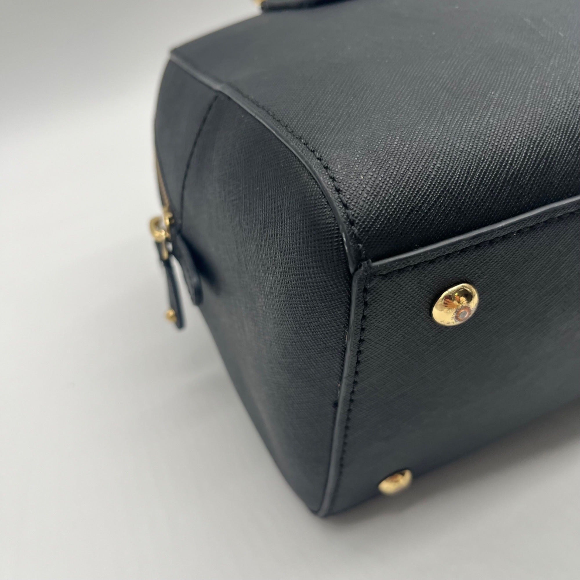 Michael Kors Black Saffiano Leather Dome Satchel Bag