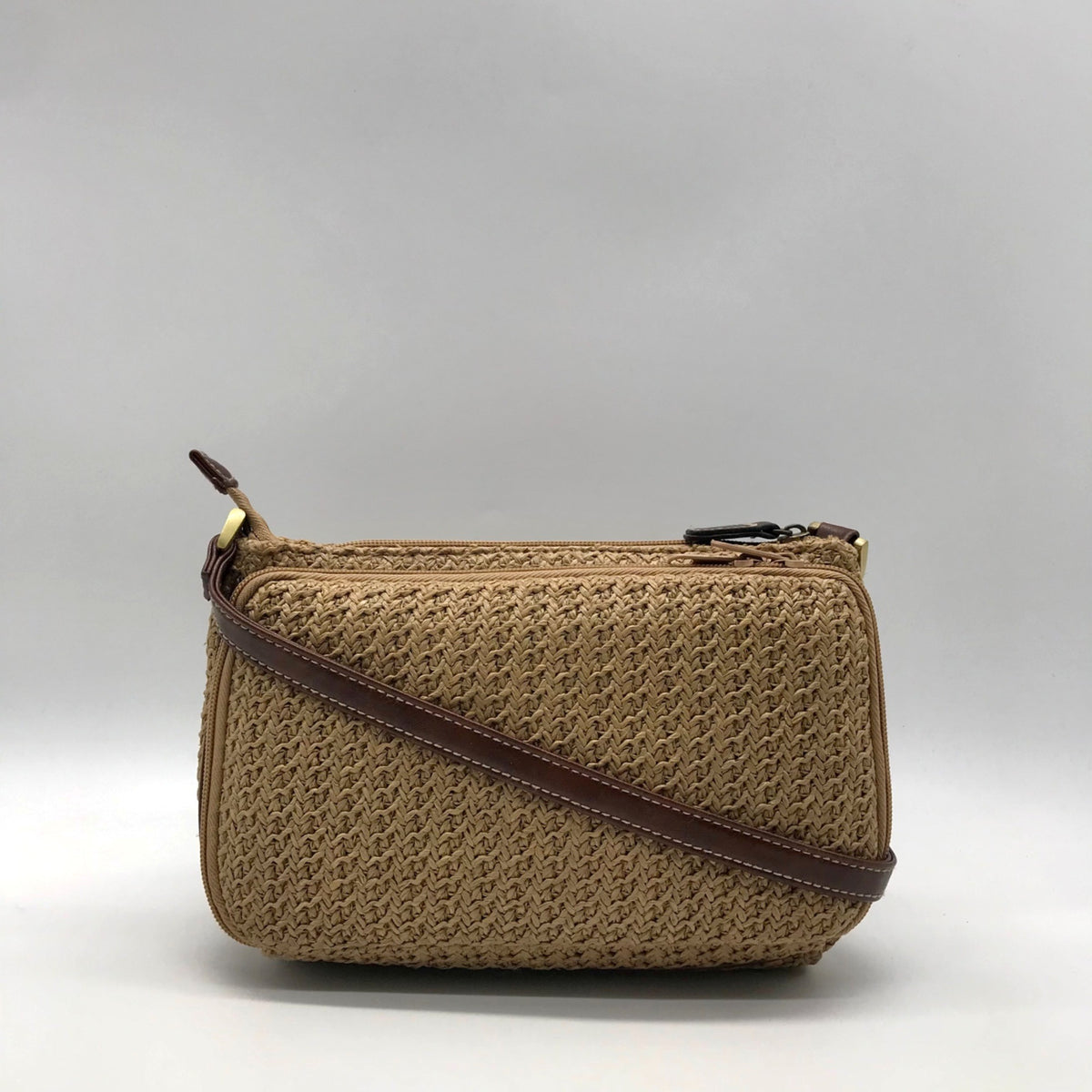 Rosetti Tan Woven Straw Shoulder Bag