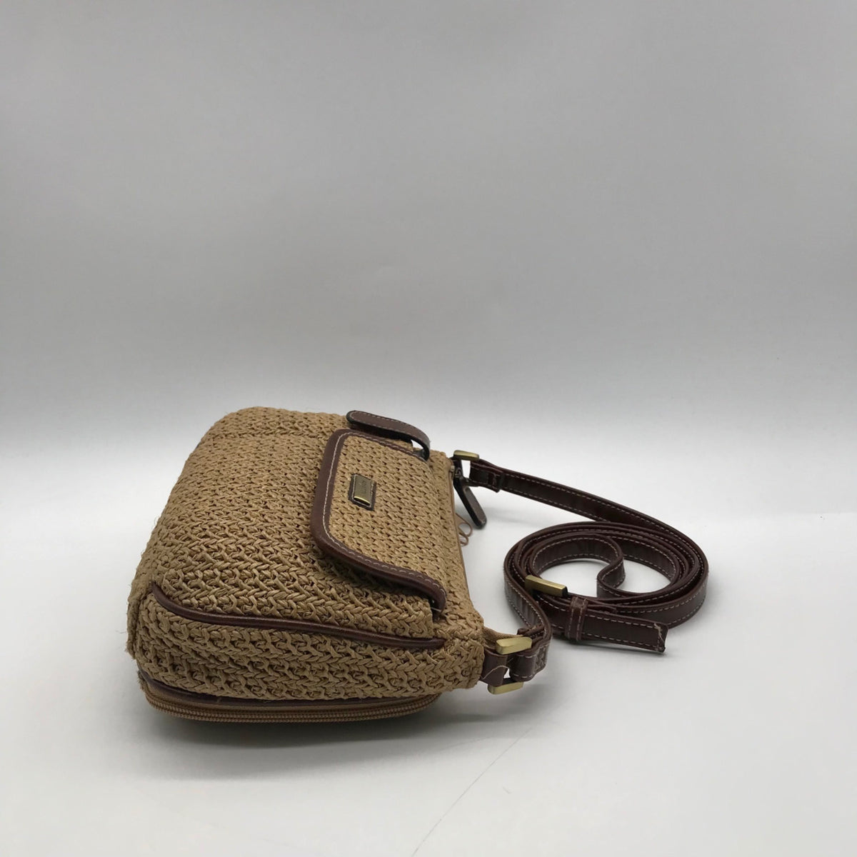 Rosetti Tan Woven Straw Shoulder Bag