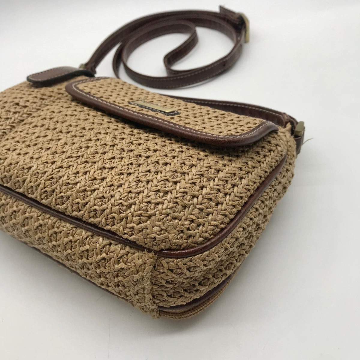 Rosetti Tan Woven Straw Shoulder Bag
