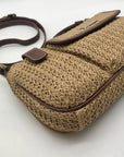 Rosetti Tan Woven Straw Shoulder Bag