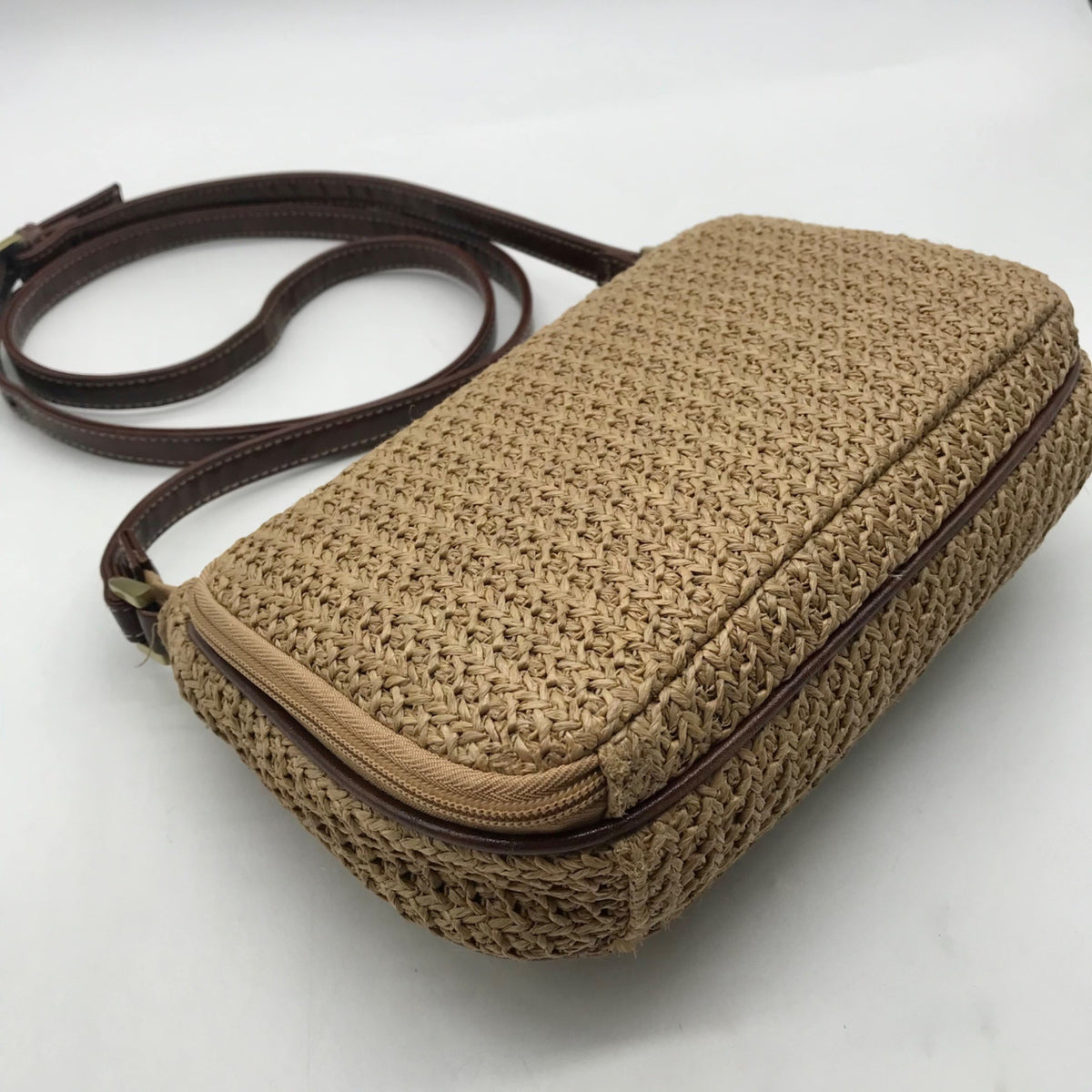 Rosetti Tan Woven Straw Shoulder Bag