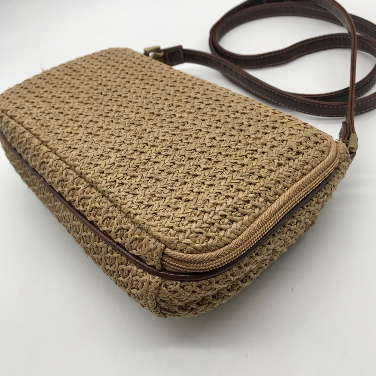 Rosetti Tan Woven Straw Shoulder Bag