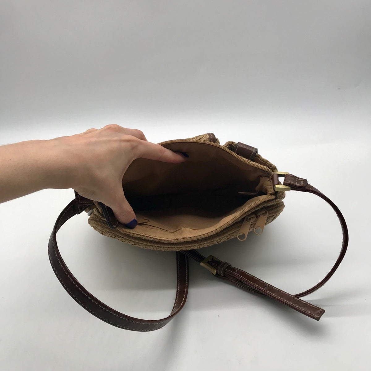 Rosetti Tan Woven Straw Shoulder Bag