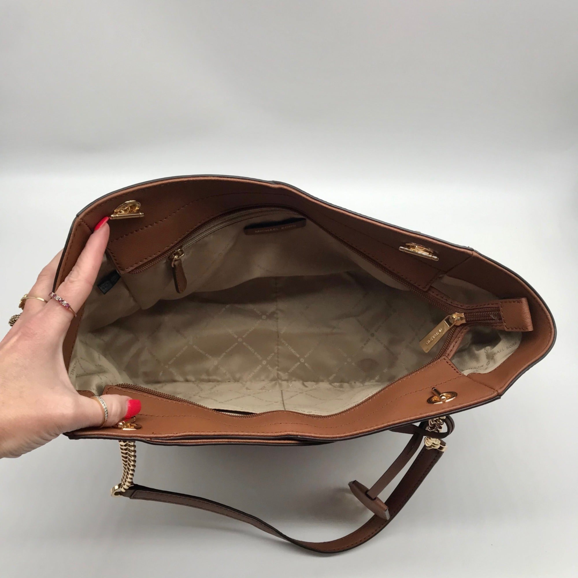 Michael Kors Brown Saffiano Leather Shoulder Bag