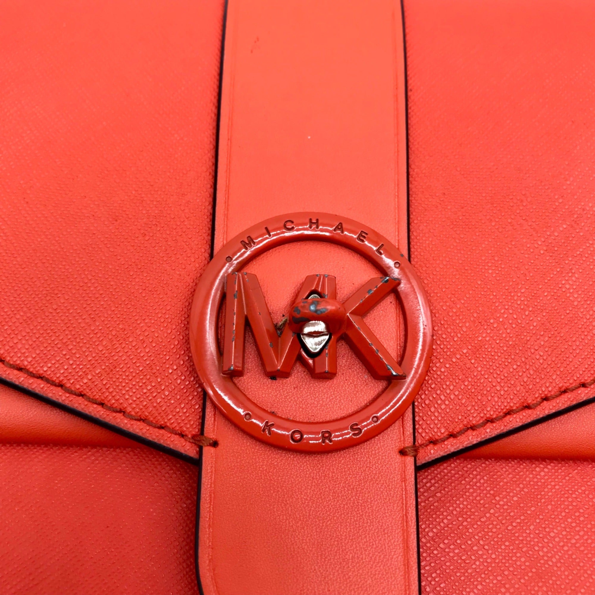 Michael Kors Orange Saffiano Leather Greenwich Small Crossbody Bag