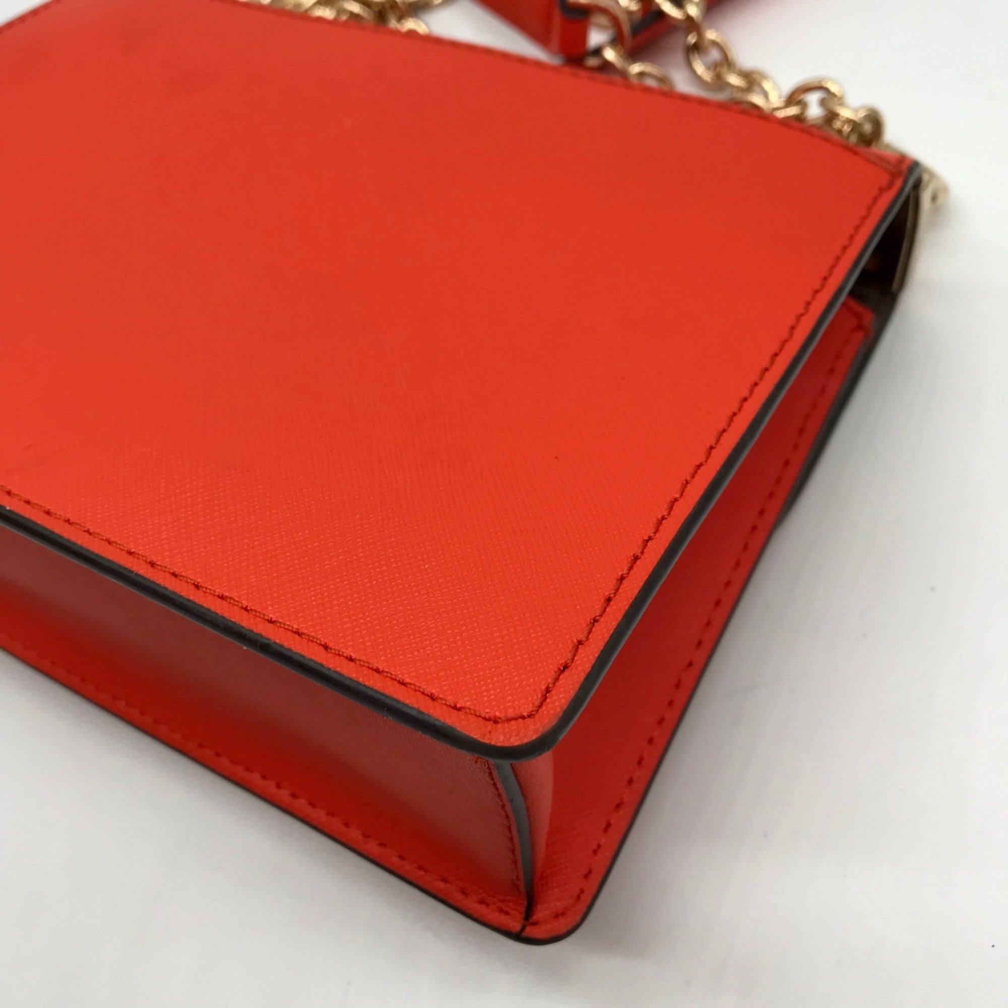 Michael Kors Orange Saffiano Leather Greenwich Small Crossbody Bag