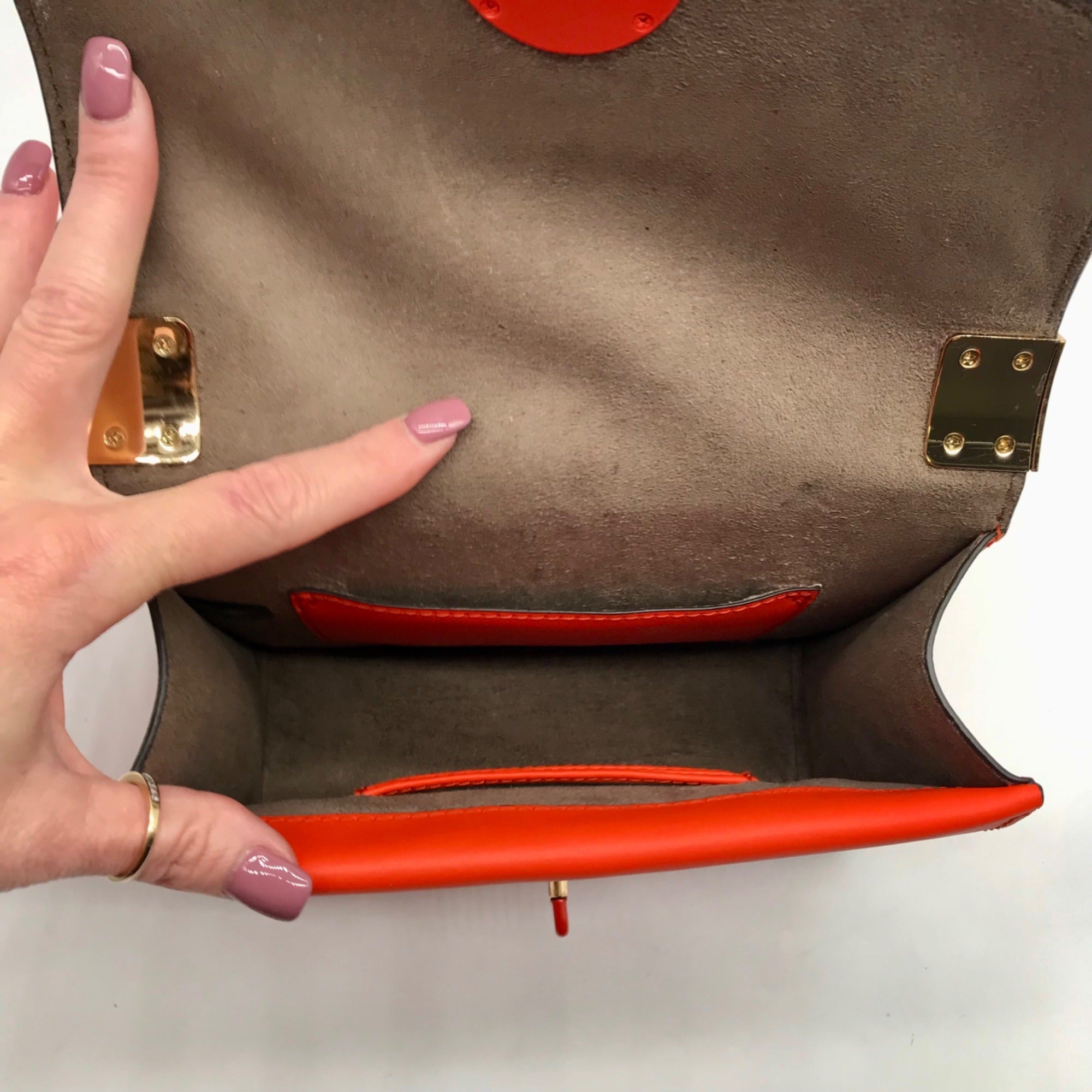 Michael Kors Orange Saffiano Leather Greenwich Small Crossbody Bag