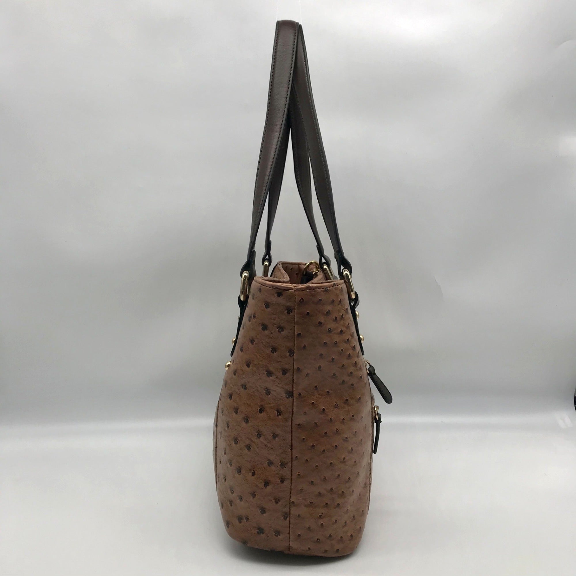 Giani Bernini Brown Embossed Ostrich Leather Handbag