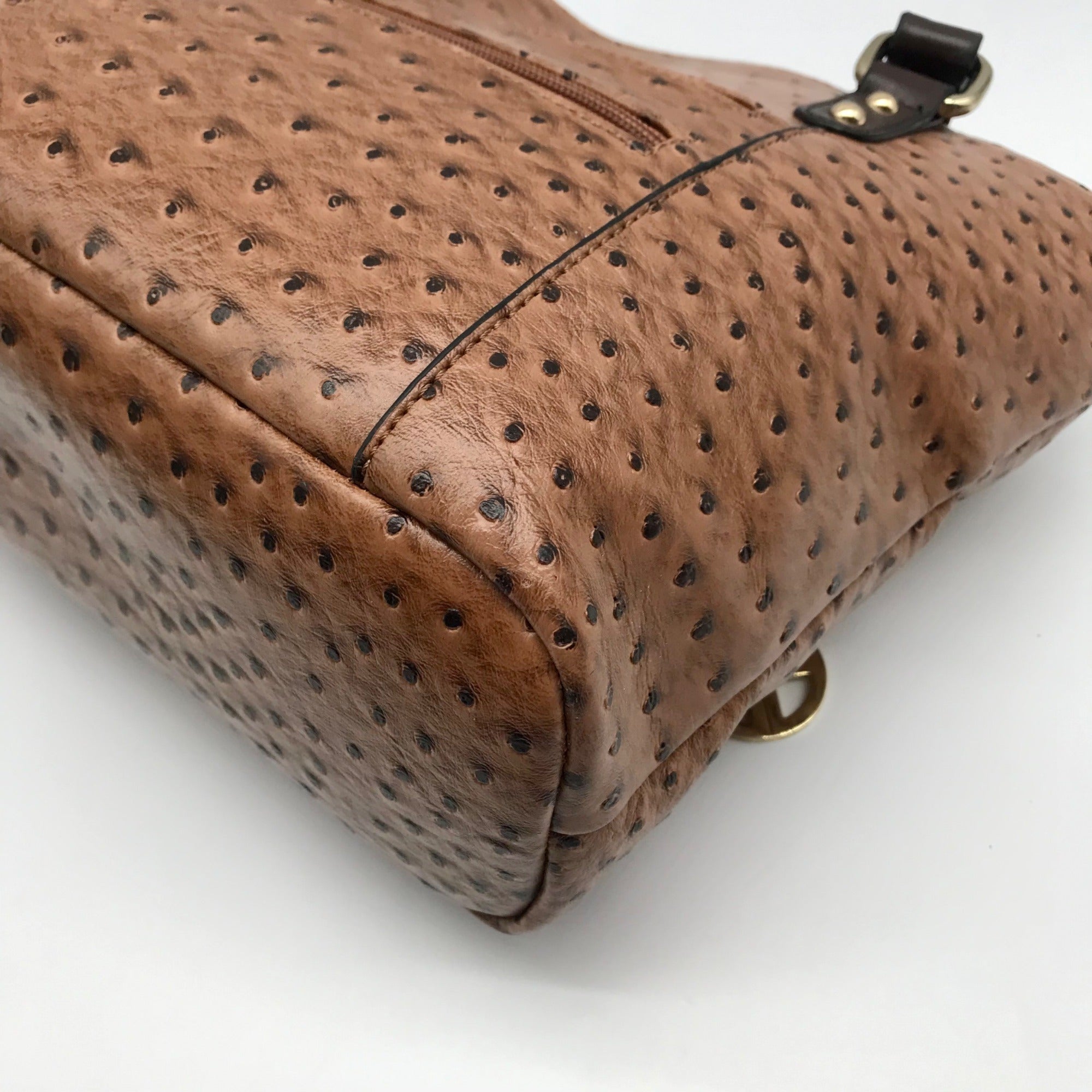 Giani Bernini Brown Embossed Ostrich Leather Handbag