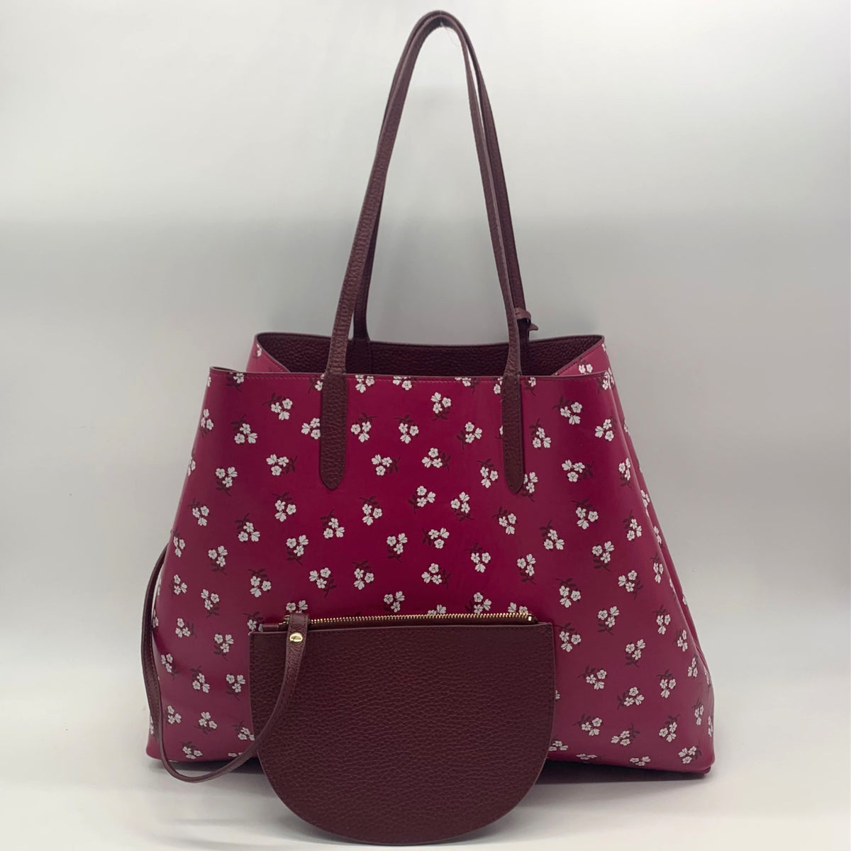 Draper James Wine Large Reversible Tote Bag and Pouch