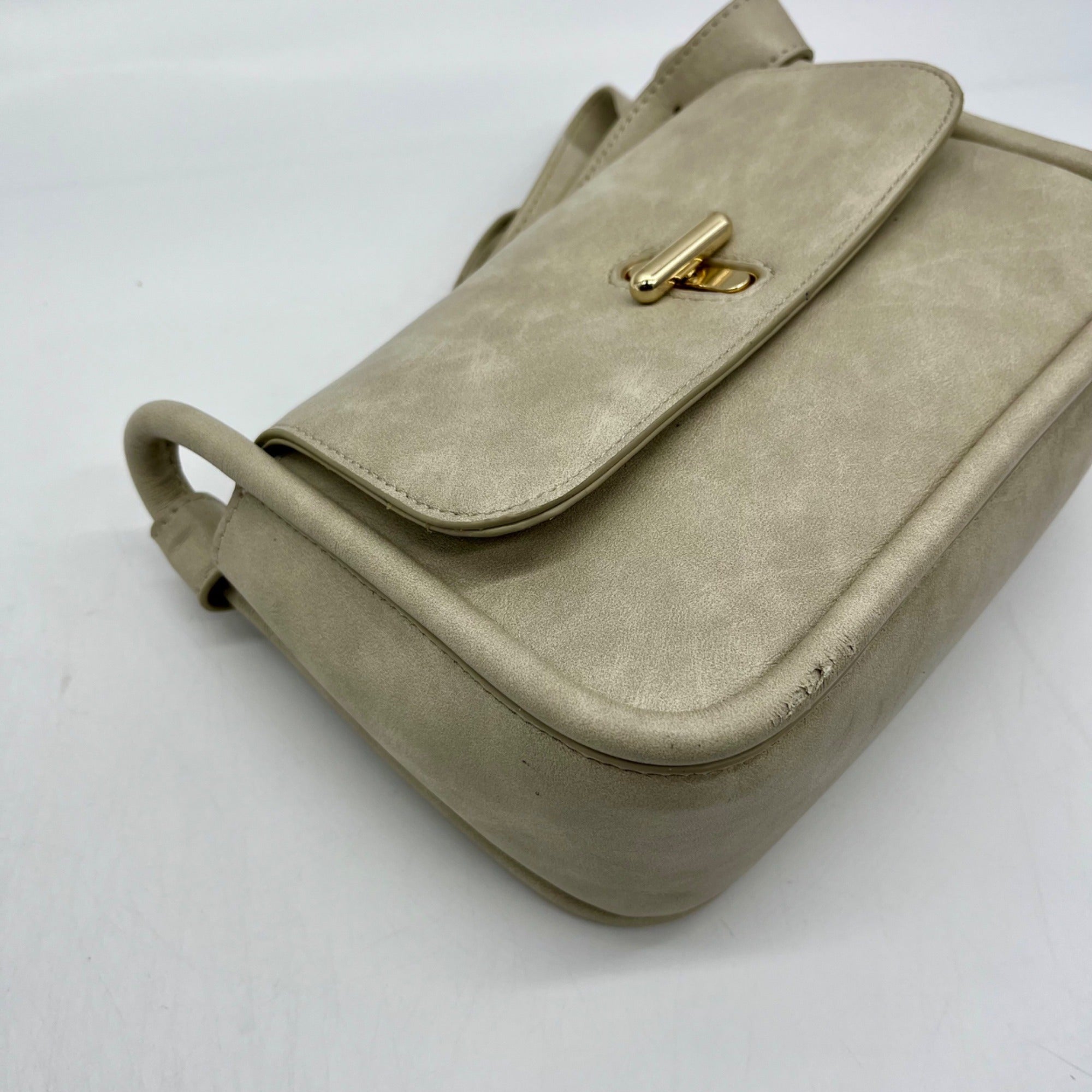 MMS Gray Leather Crossbody Bag