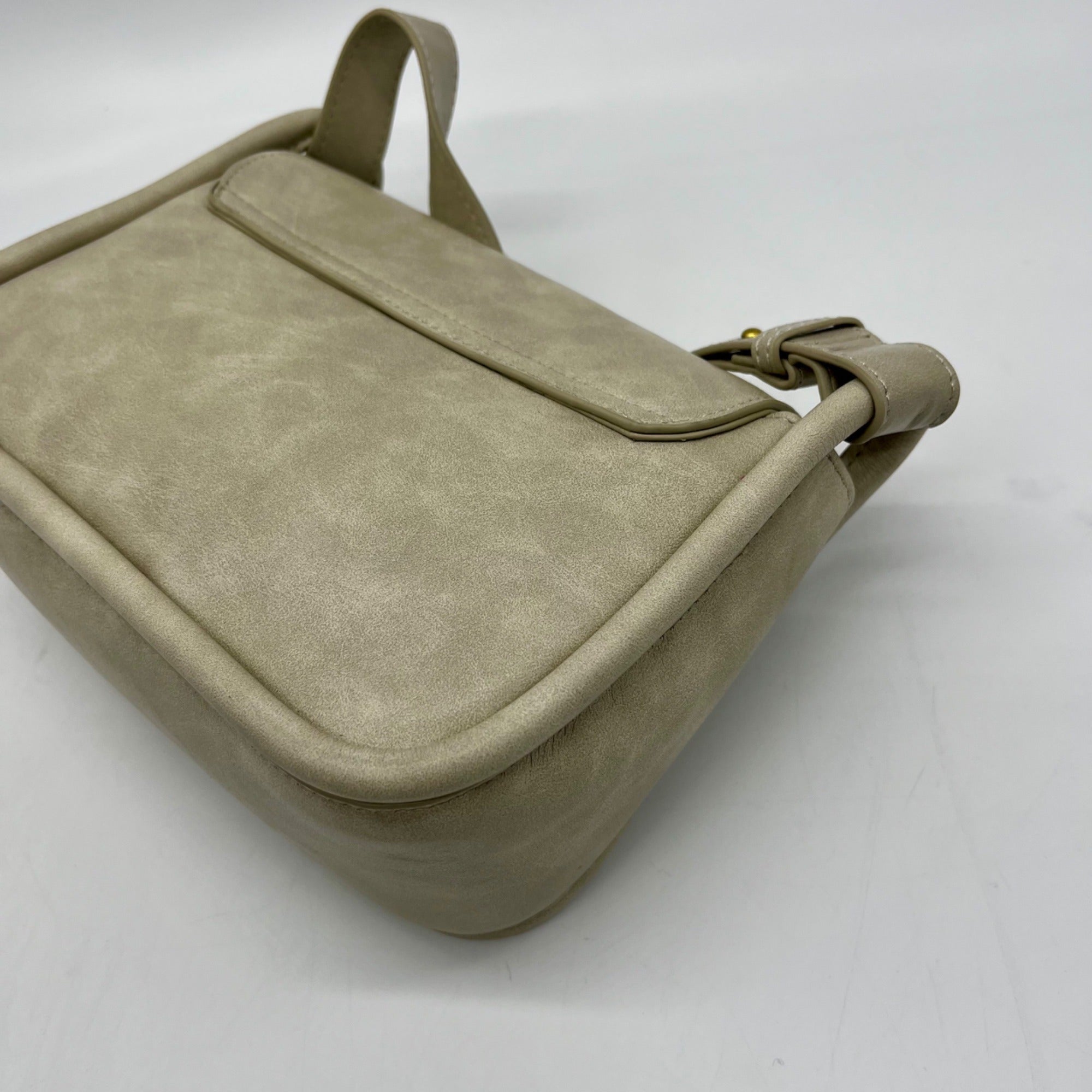 MMS Gray Leather Crossbody Bag