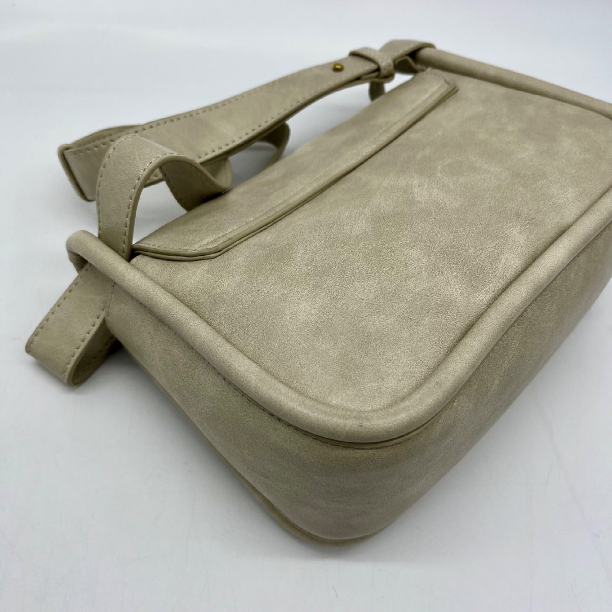 MMS Gray Leather Crossbody Bag