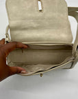 MMS Gray Leather Crossbody Bag