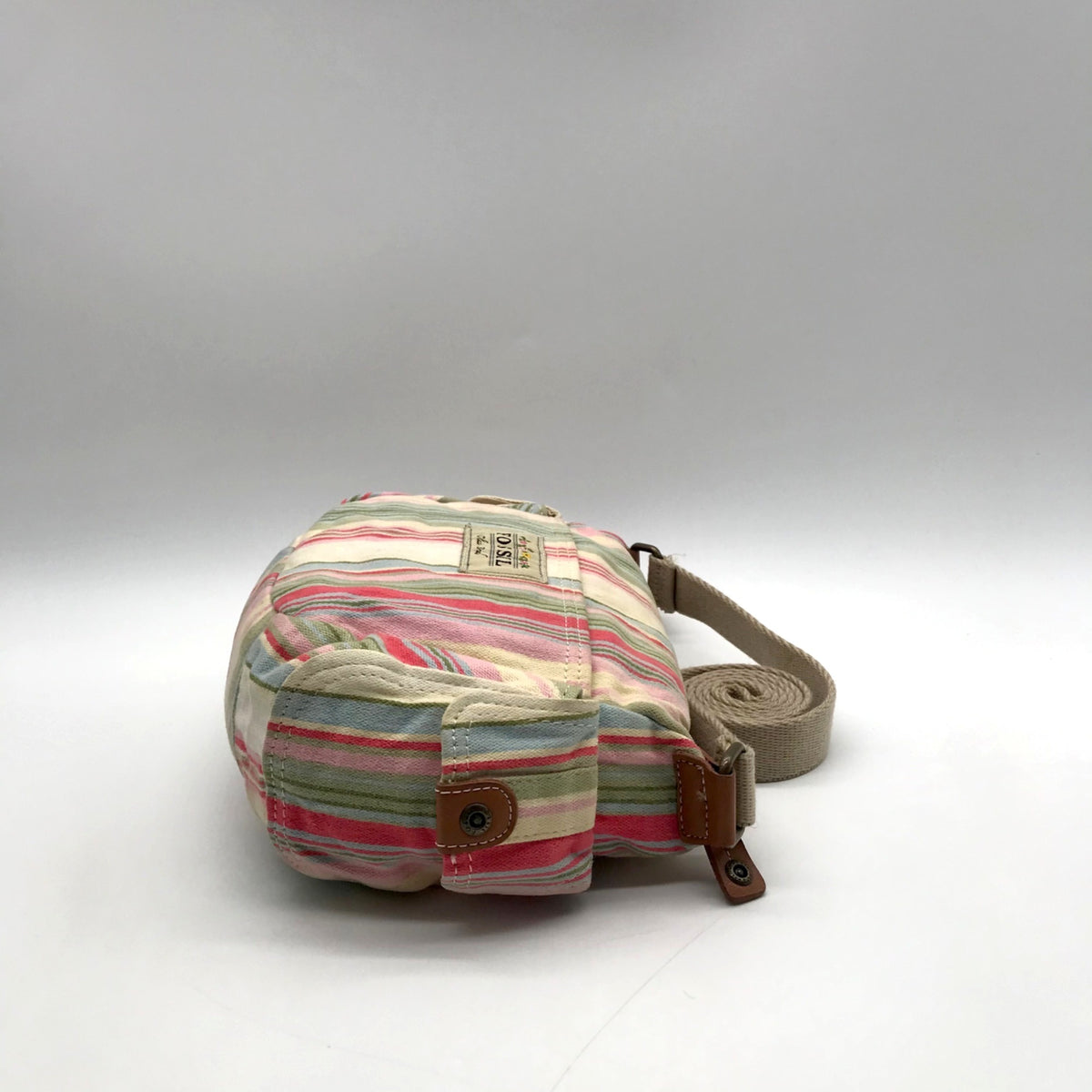 Fossil Multi-color Pastel Strip Canvas Crossbody Bag