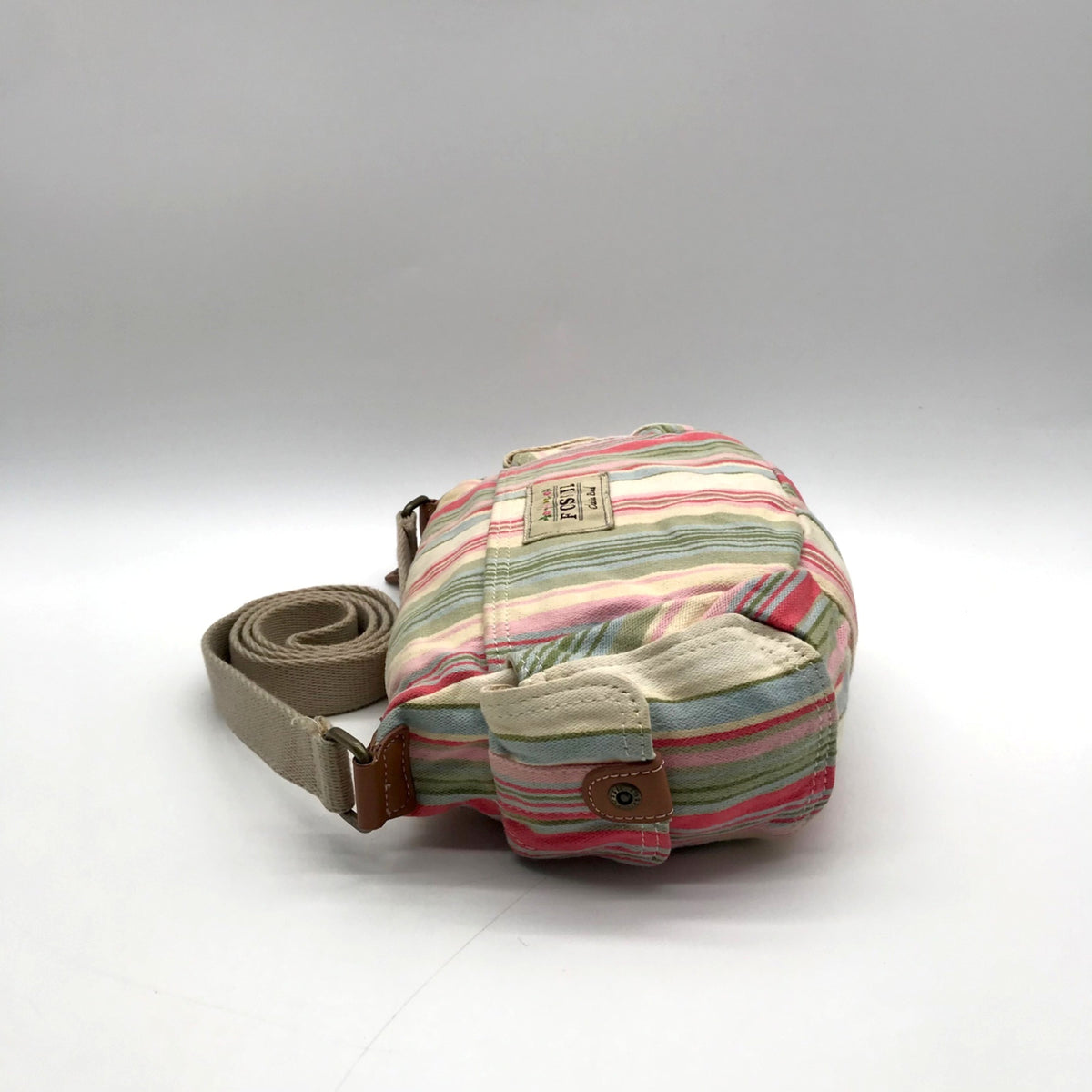 Fossil Multi-color Pastel Strip Canvas Crossbody Bag
