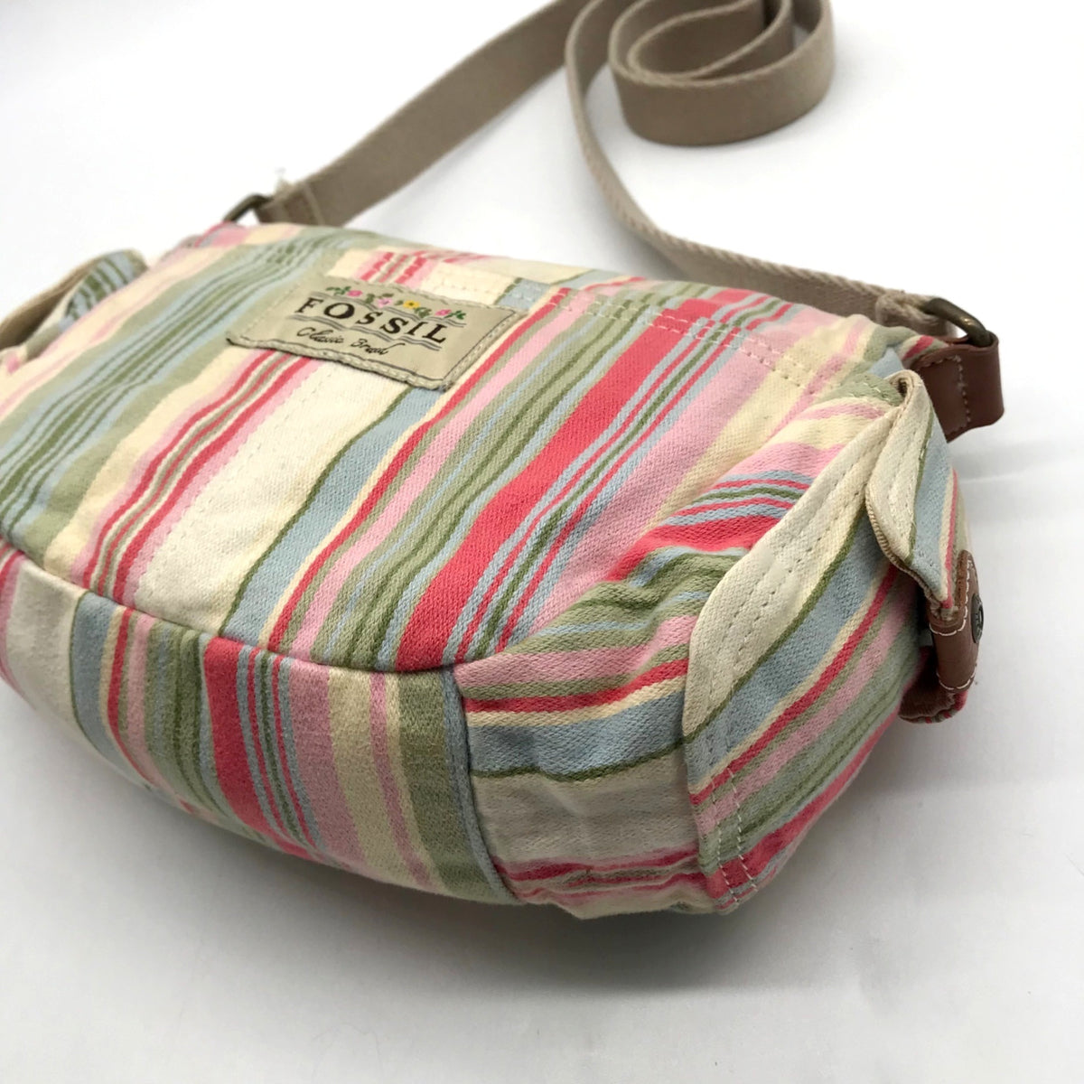 Fossil Multi-color Pastel Strip Canvas Crossbody Bag