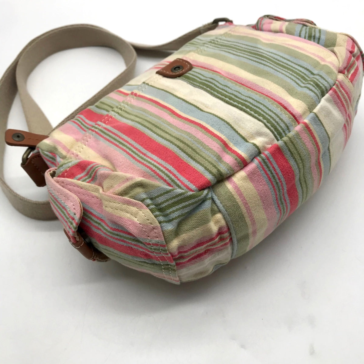 Fossil Multi-color Pastel Strip Canvas Crossbody Bag